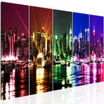 Paris Prix Tableau Imprimé 5 Panneaux  Rainbow New York Narrow. Coloris disponibles : Multicolore