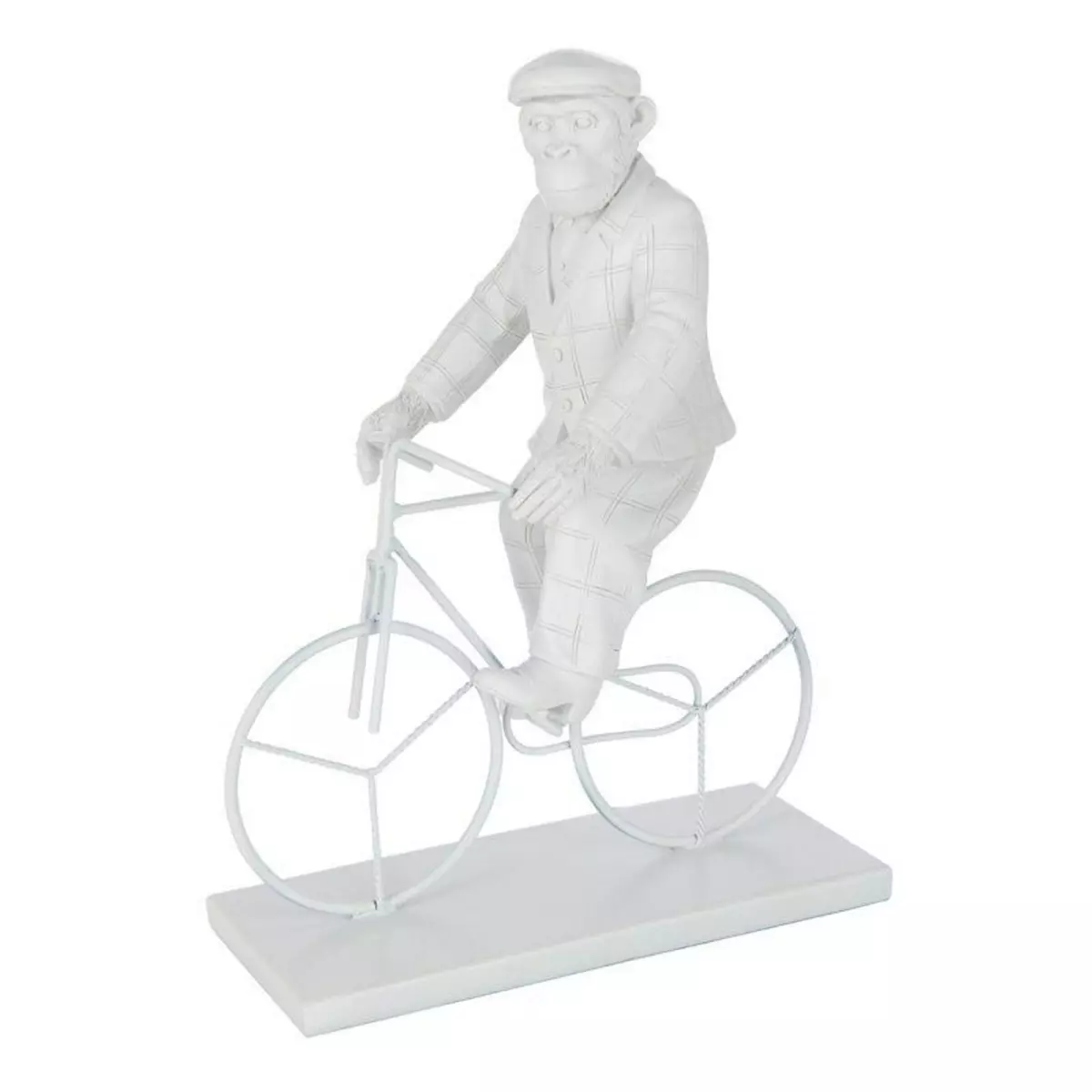 Paris Prix Statuette Déco  Singe Vélo  33cm Blanc