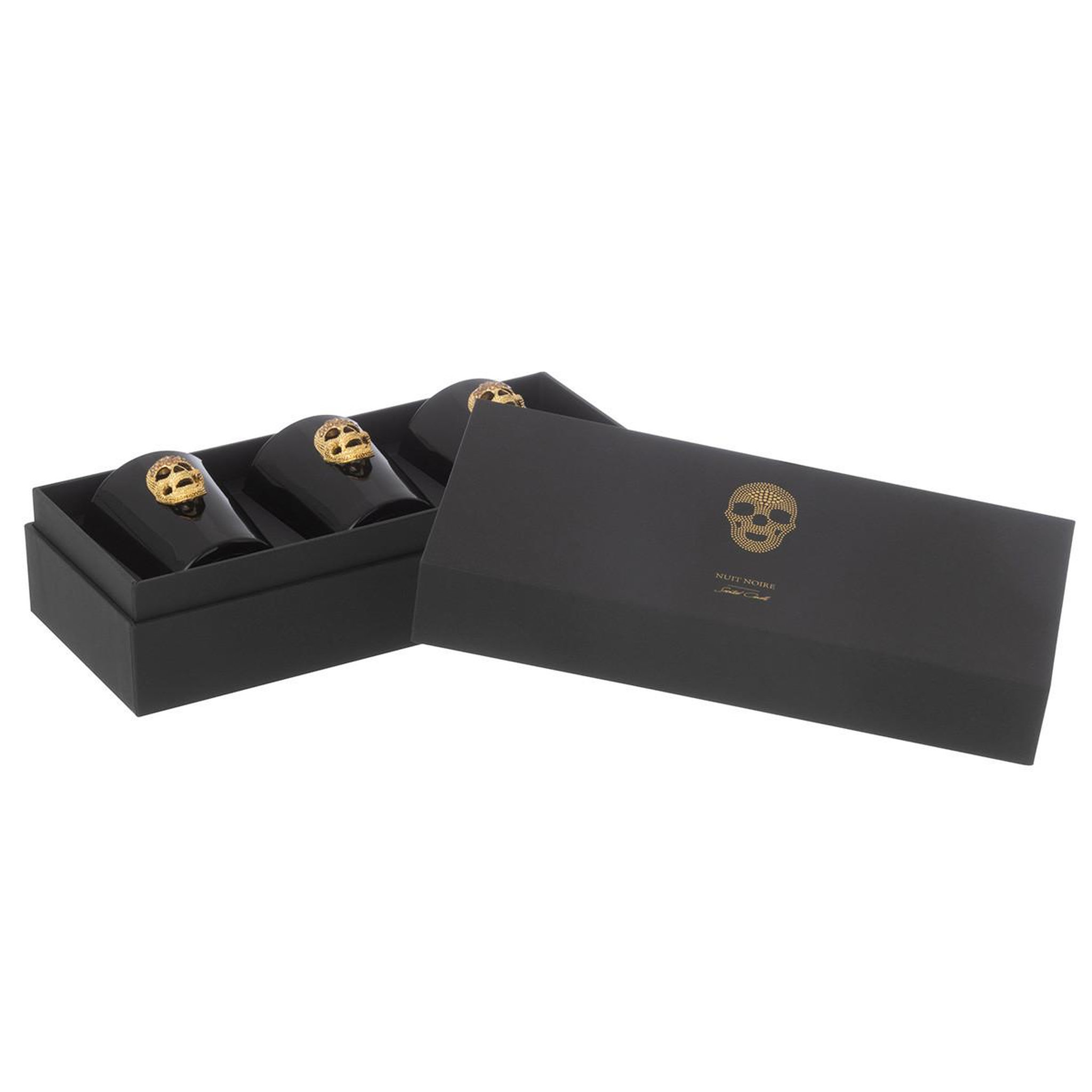 Voir la diapositive 2 : J-LINE Lot de 3 bougies parfumées  crane nuit  21cm mysterious palace