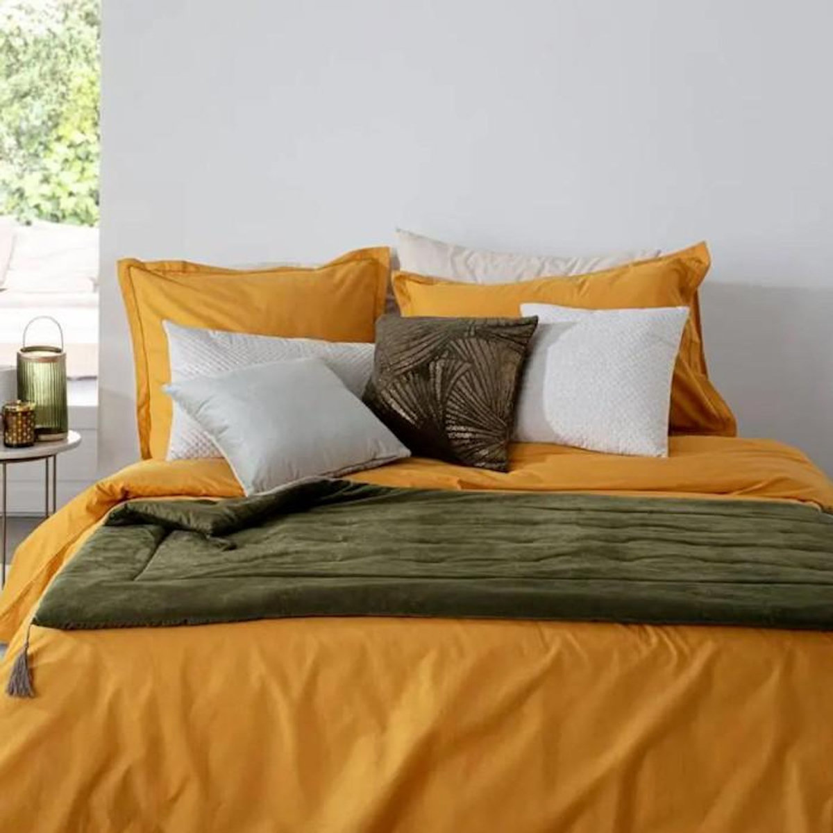 ATMOSPHERA Édredon en Velours  Froz  80x180cm Vert Kaki