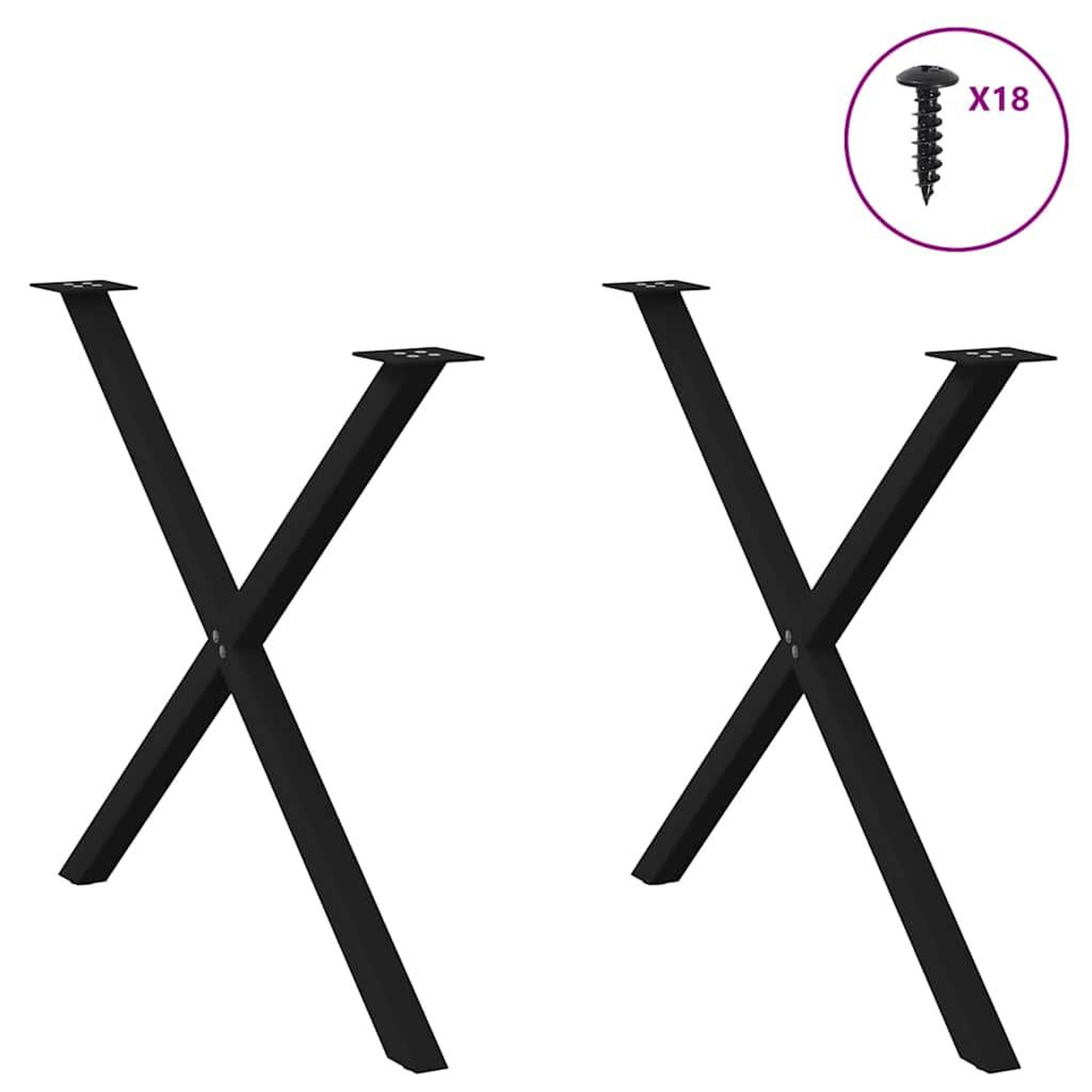 Voir la diapositive 3 : VIDAXL Pieds de table a manger forme de X 2 pcs noir 90x(72-73) cm