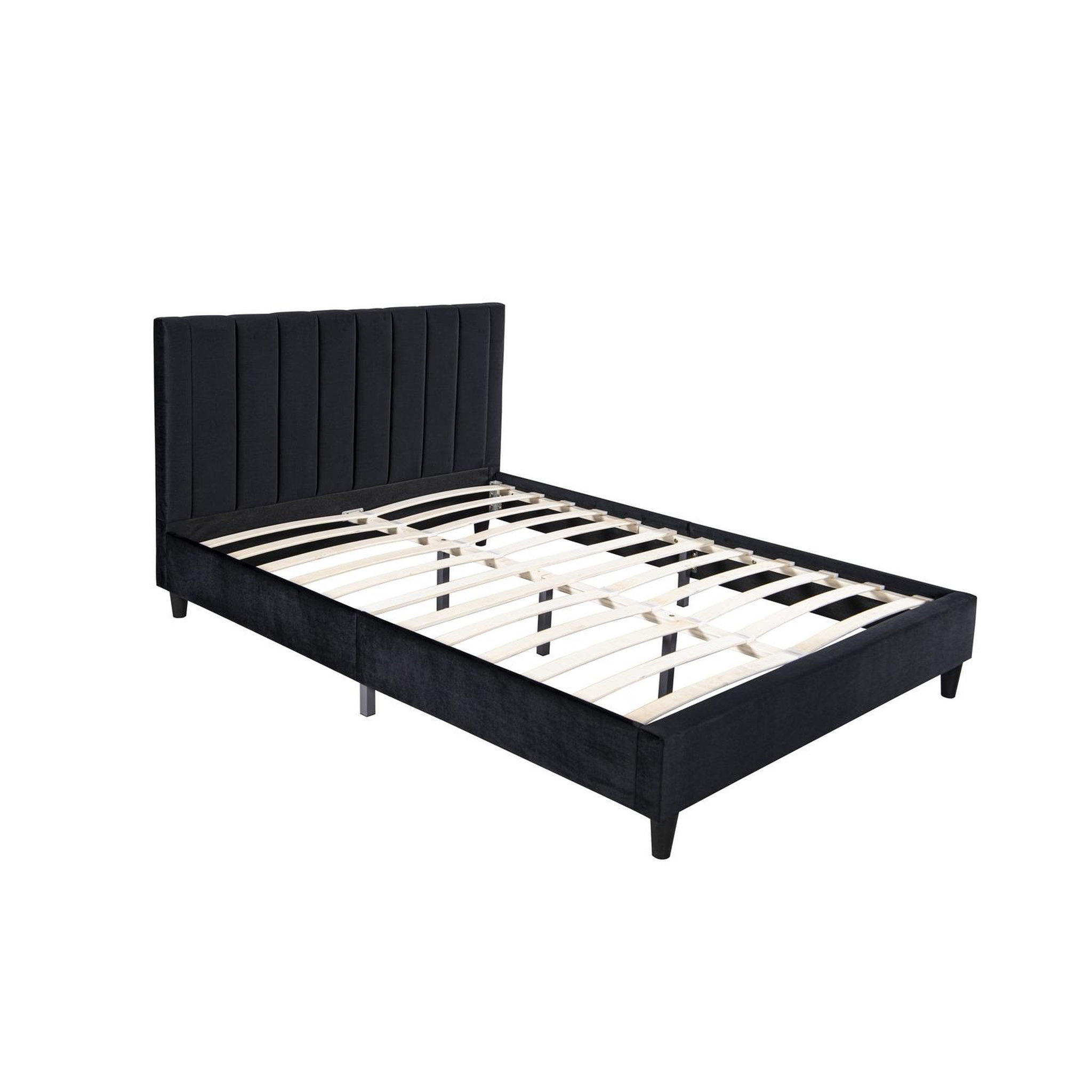 CONCEPT USINE Lit 160x200 cm en velours noir CAMBRIDGE