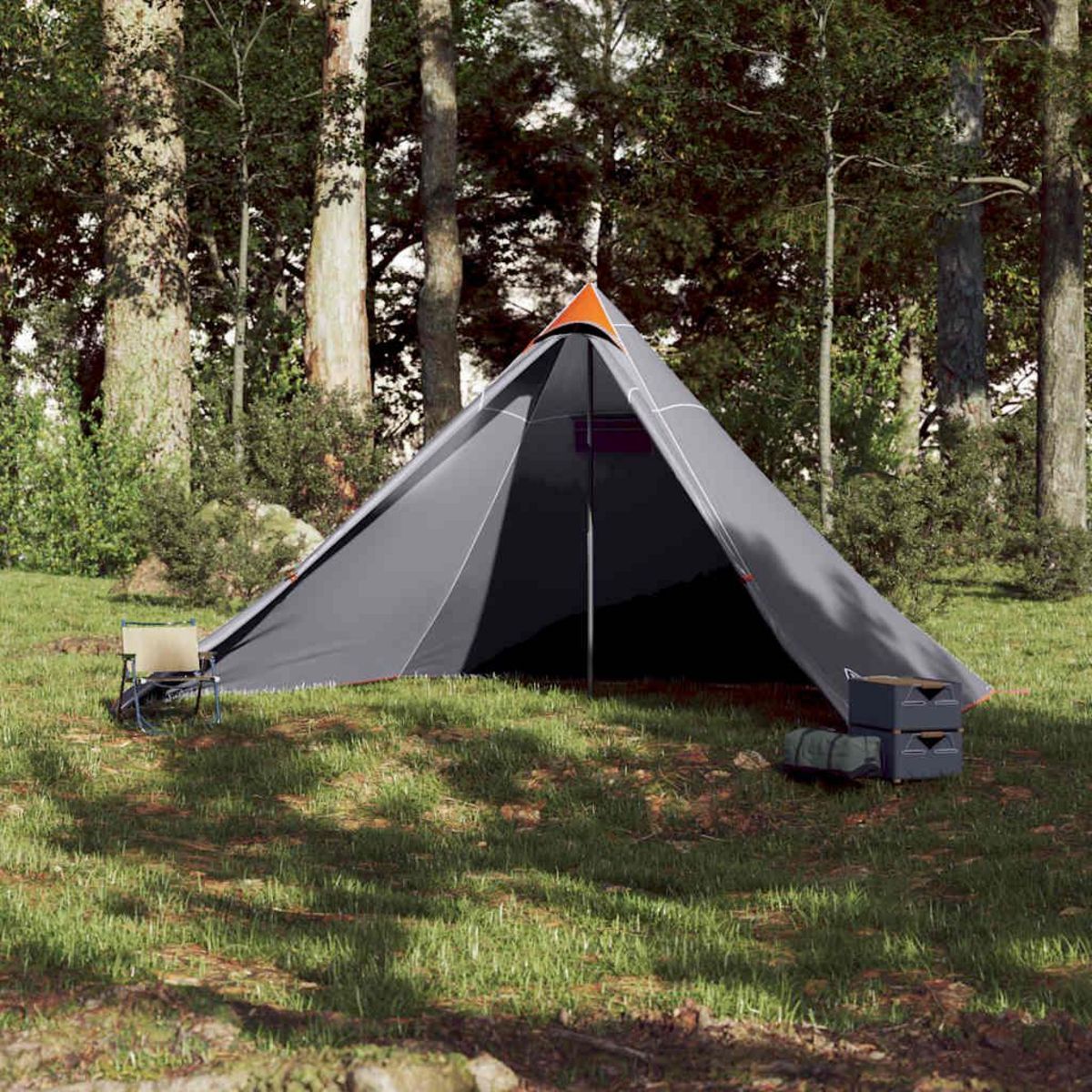 VIDAXL Tente familiale tipi 7 personnes gris et orange impermeable