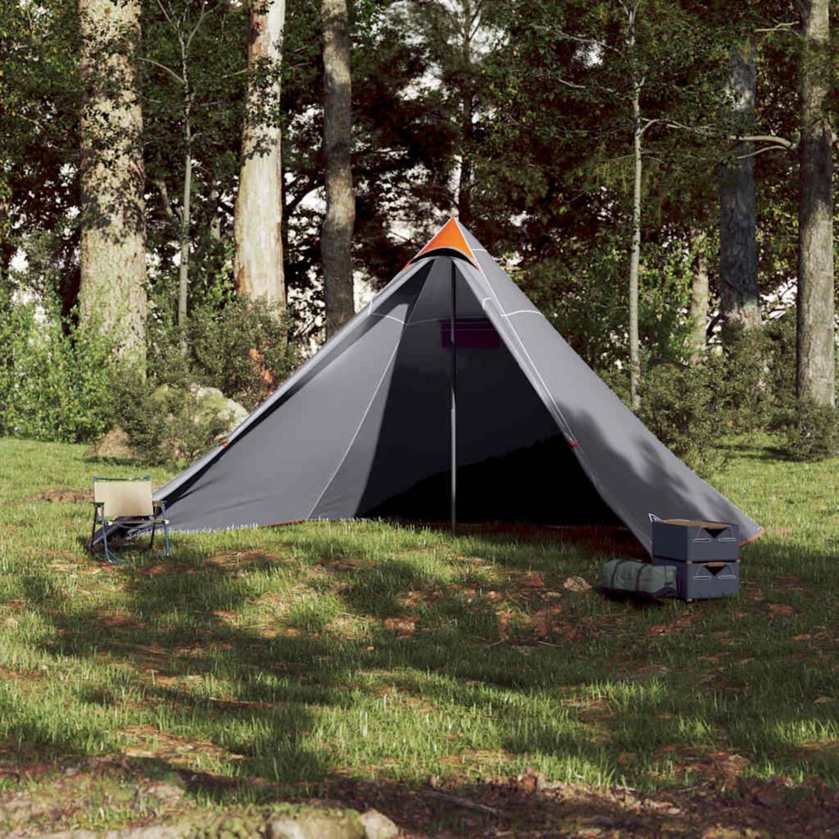 VIDAXL Tente familiale tipi 7 personnes gris et orange impermeable