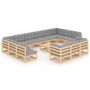 Voir la diapositive 2 : VIDAXL Salon de jardin 14 pcs avec coussins Bois de pin massif