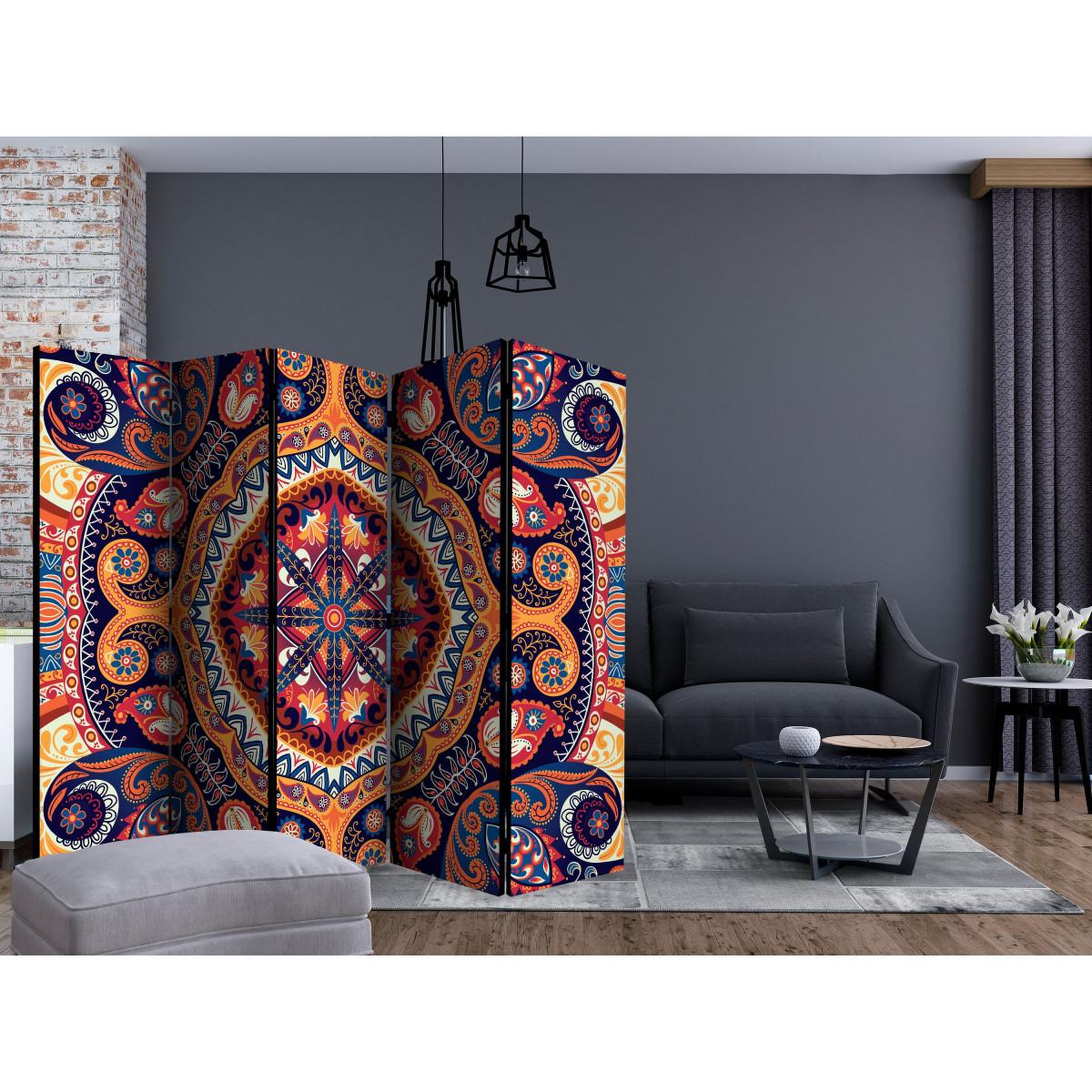 Voir la diapositive 2 : Paris Prix Paravent 5 volets  exotic mosaic  172x225cm