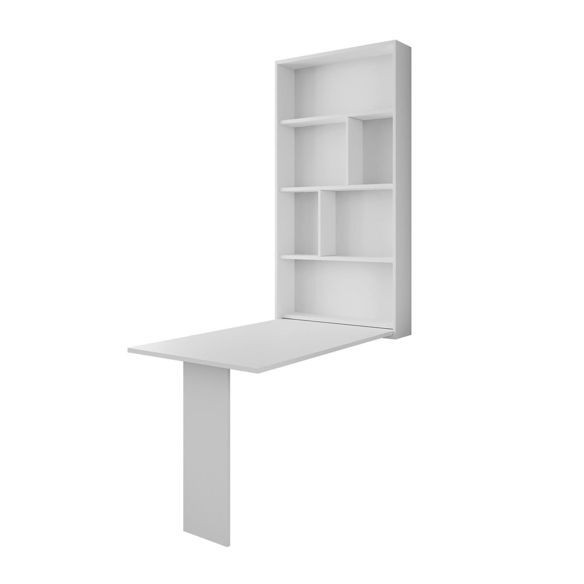 Voir la diapositive 1 : BEST MOBILIER Mondrian - table murale rabattable avec rangements - 4 personnes