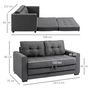 Voir la diapositive 3 : HOMCOM Canapé convertible 2 places design contemporain assise dossier capitonnés polyester aspect lin gris