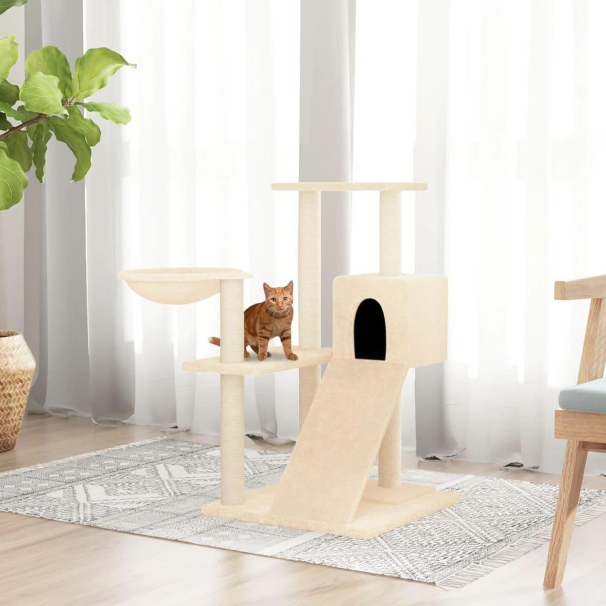 VIDAXL Arbre a chat avec griffoirs en sisal Creme 82 cm