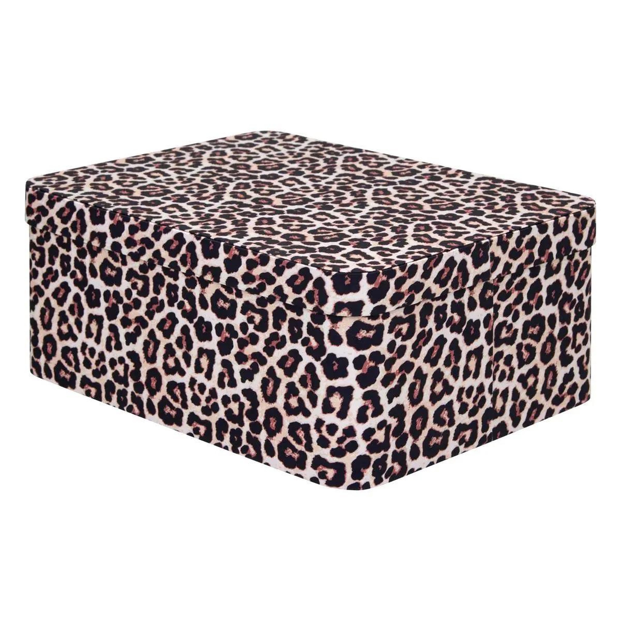 Voir la diapositive 2 : FIVE Lot de 4 boîtes déco léopard  polybox  39cm marron
