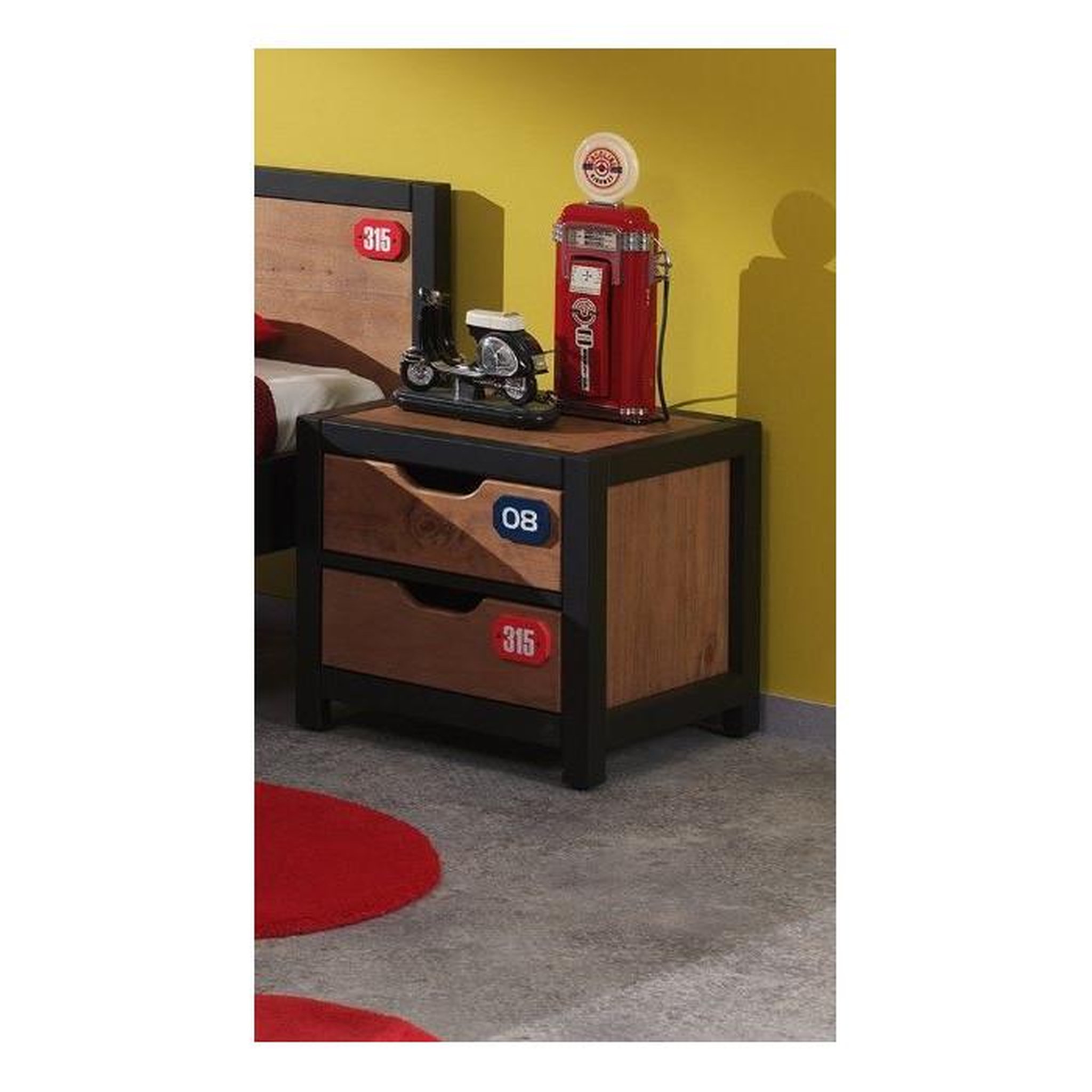 Voir la diapositive 4 : Paris Prix Pack - Lit Enfant, Chevet, Tiroir & Armoire  Alex I  Marron & Noir