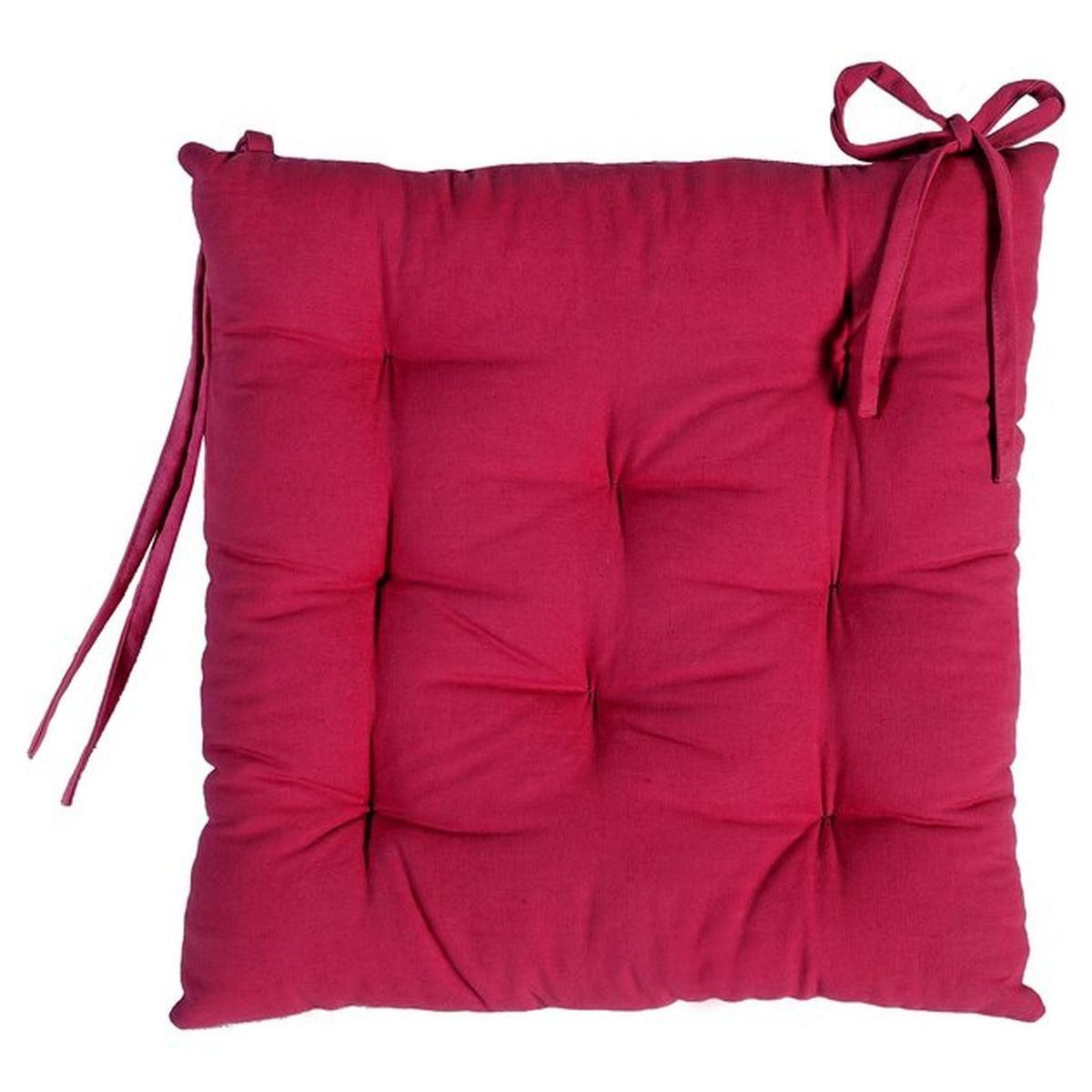 DECO AND CO Galette de chaise carrée unie en coton 