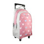 Voir la diapositive 2 : Bagtrotter Lili Lou - Sac à dos  à roulettes gris/rose  2 compartiments - Bagtrotter