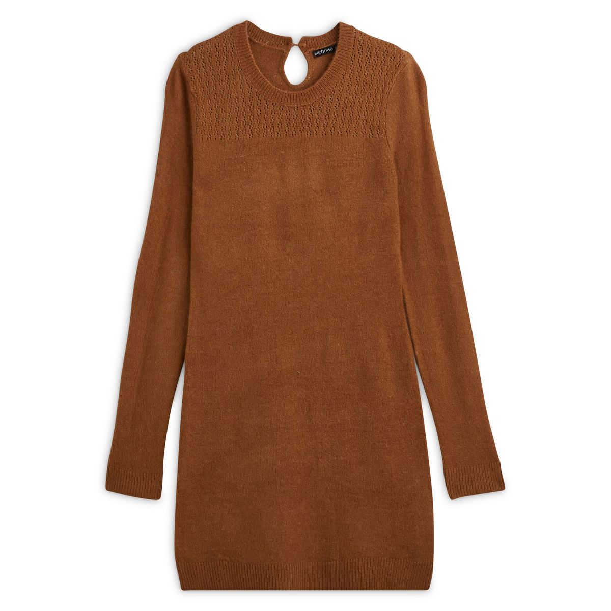 IN EXTENSO Robe en maille ouverture au dos beige camel femme