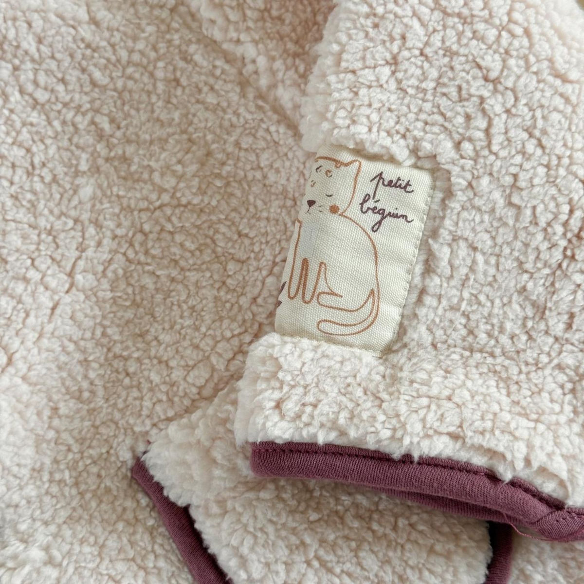 Petit Béguin Veste enfant en sherpa Matcha