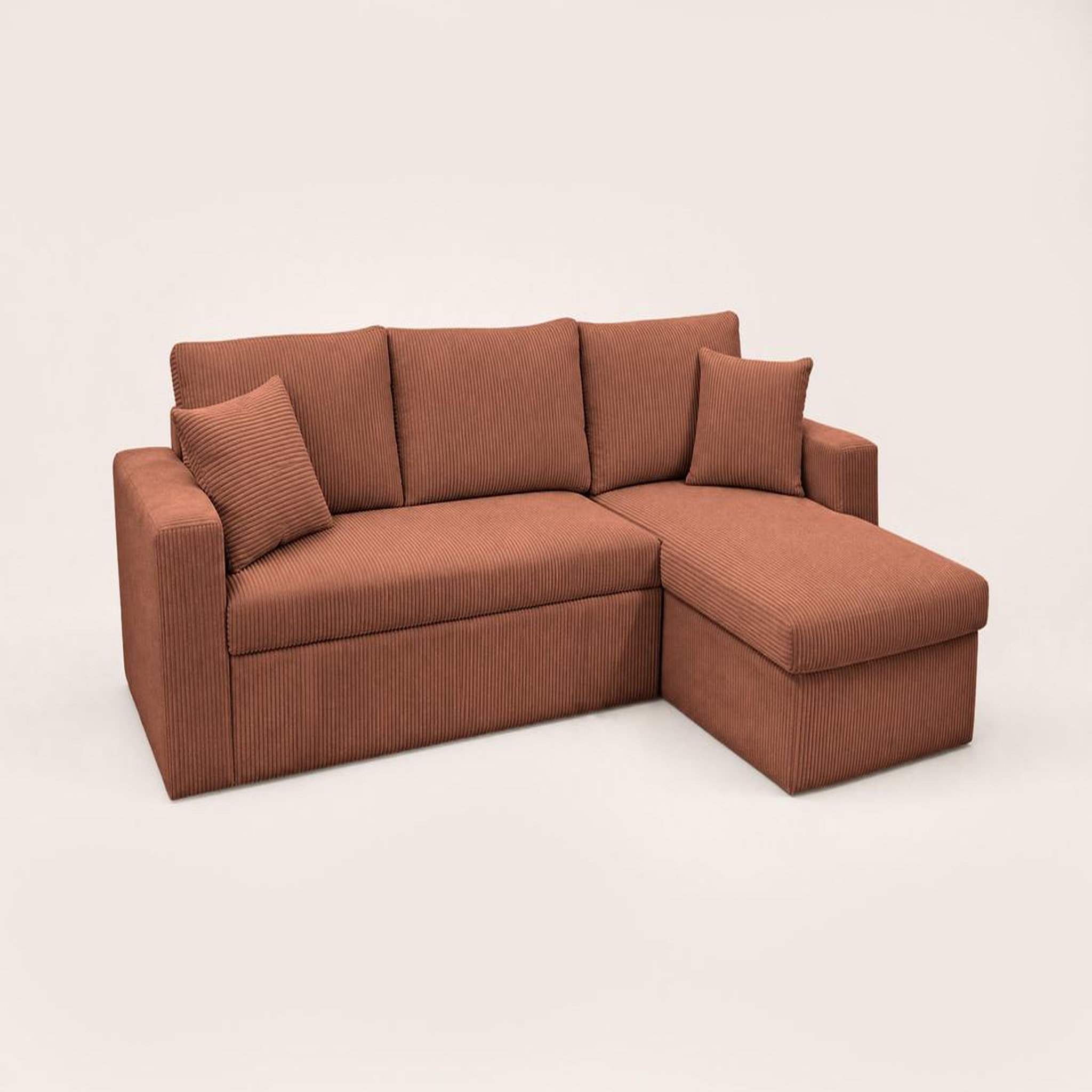 Voir la diapositive 5 : BEST MOBILIER Cyrus - canapé d'angle réversible 4 places - convertible avec coffre - en velours côtelé