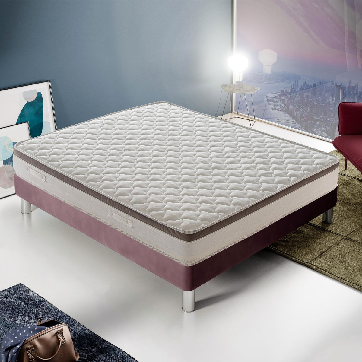 ILOVESLEEP Matelas Ressorts Ensachés FRANCIACORTA - Accueil Mémoire De Forme - Epaisseur 27 Cm