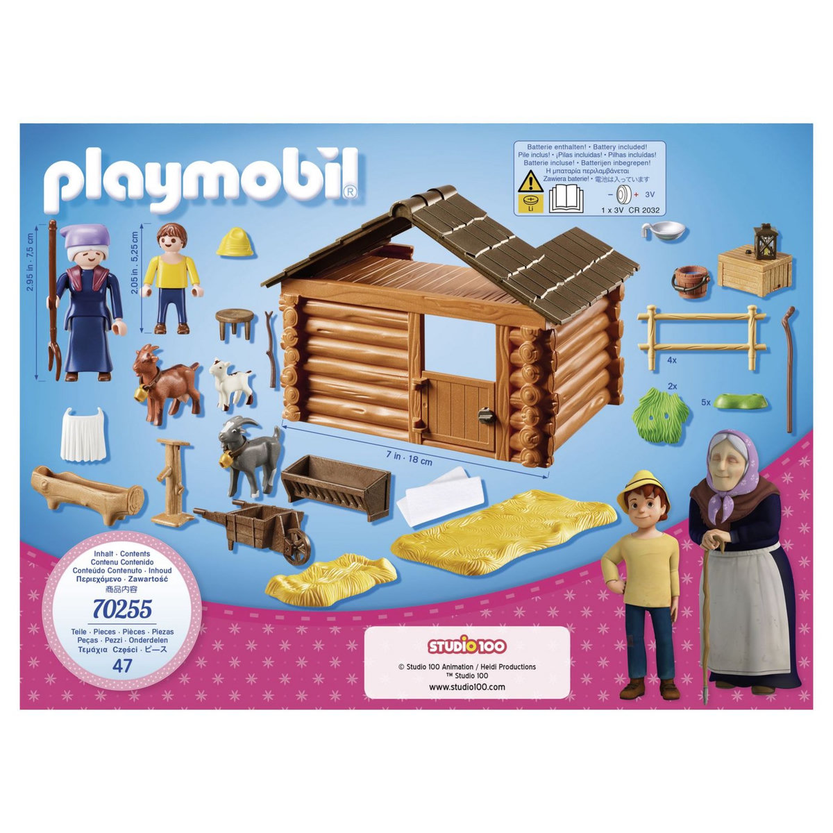 PLAYMOBIL 70255 - Heidi - Peter avec étable de chèvres