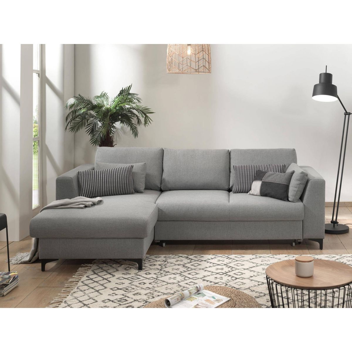 LISA DESIGN Tala - canapé d'angle gauche - convertible avec coffre - 4 places - en tissu