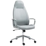 HOMCOM Chaise de bureau manager design hauteur réglable accoudoirs rembourrés métal tissu gris argenté