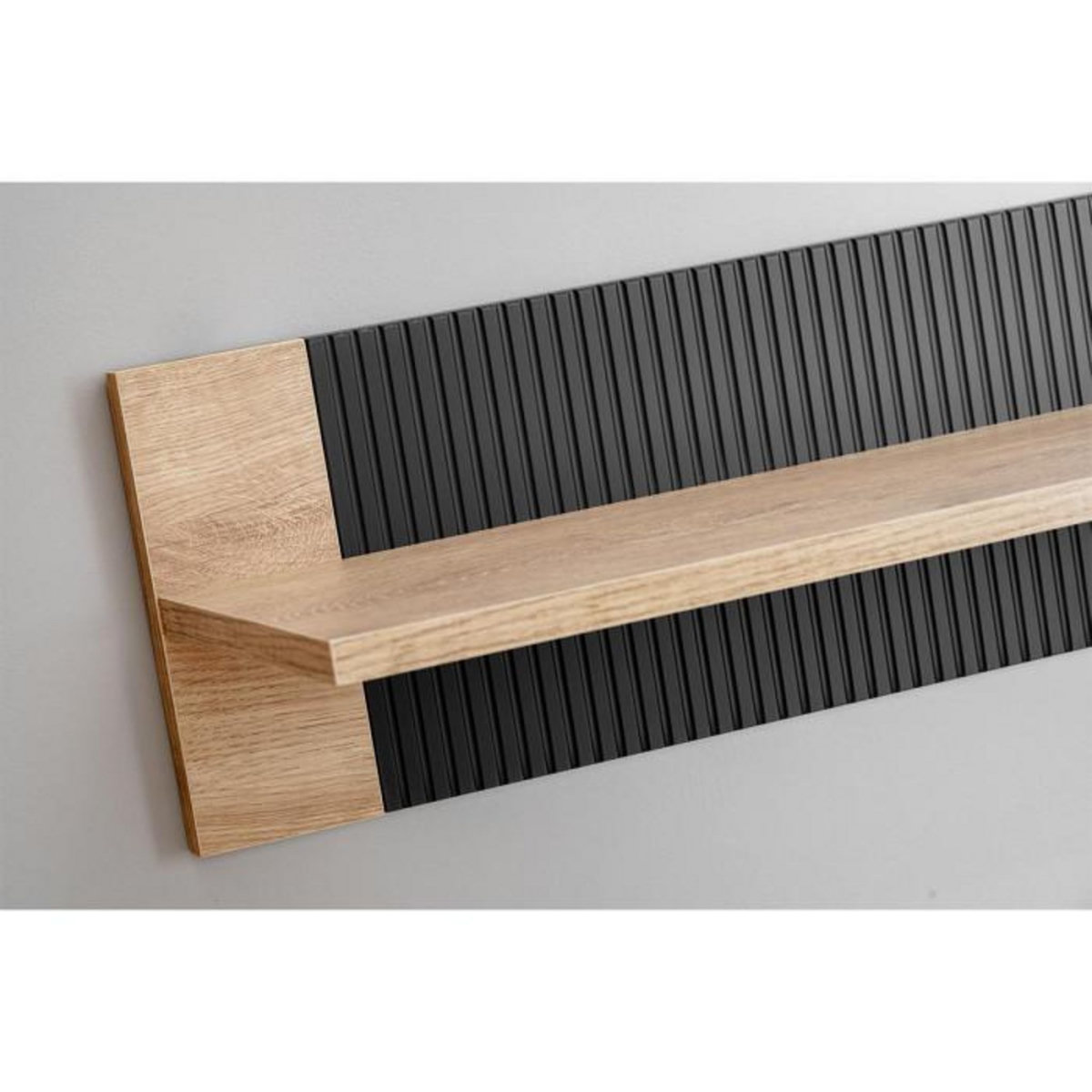 Paris Prix Étagère Murale Rainuré  Aron  160cm Naturel & Noir