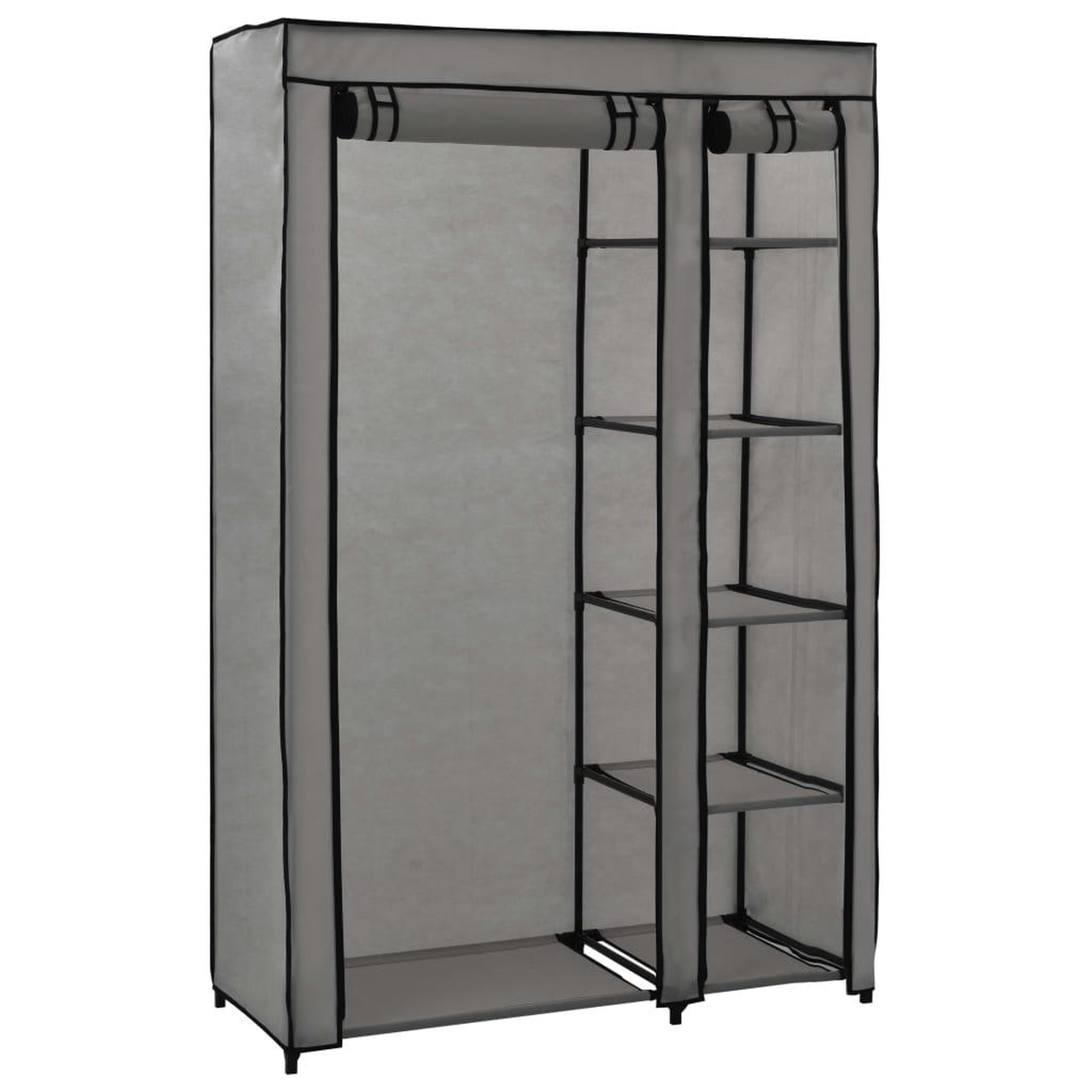 Voir la diapositive 5 : VIDAXL Garde-robes pliables 2 pcs Gris 110x45x175 cm Tissu