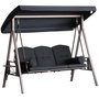 Voir la diapositive 1 : OUTSUNNY Balancelle de jardin 3 places grand confort toit inclinaison réglable coussins plateaux rétractables polyester filé noir