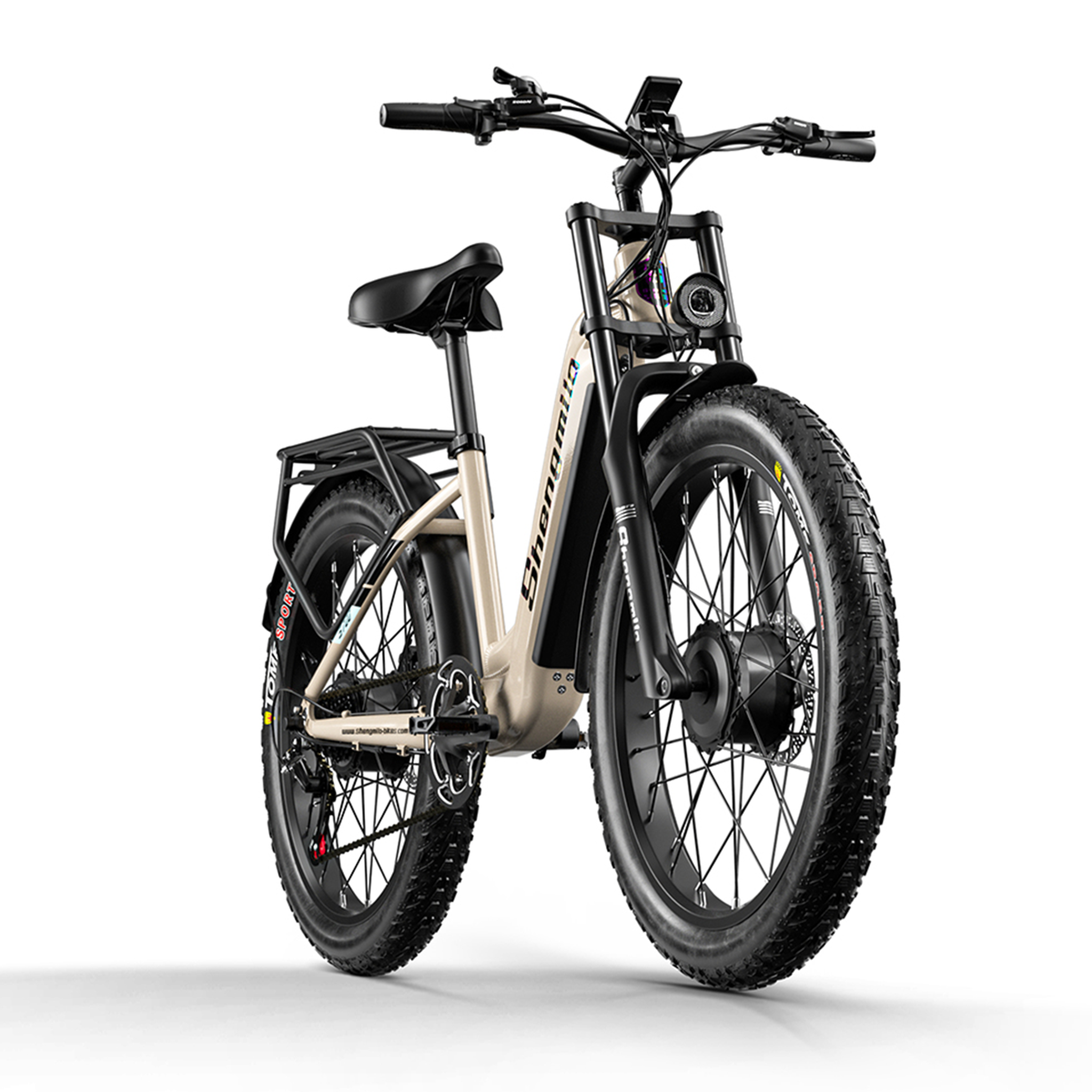 Voir la diapositive 6 : SHENGMILO Shengmilo S700 Vélo électrique de ville à cadre ouvert 26 pouces, pneus larges, double moteur, batterie 48 V 17,5 Ah