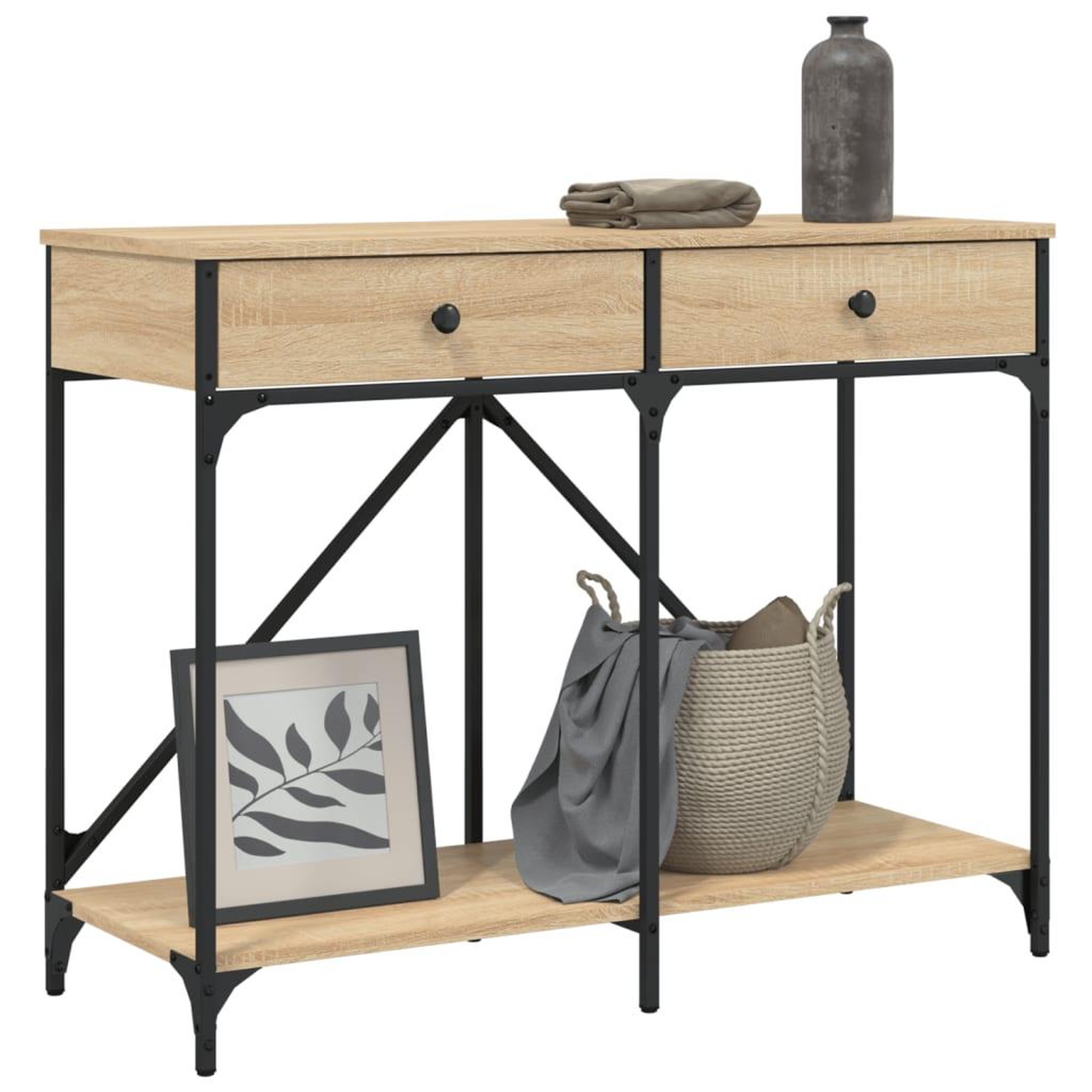 Voir la diapositive 3 : VIDAXL Table console chene sonoma 100x39x78,5 cm bois d'ingenierie