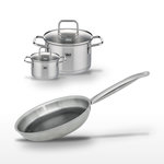 ELO Lot Poêle 24cm et 2 Faitouts 20/12cm Elo Relief Solution