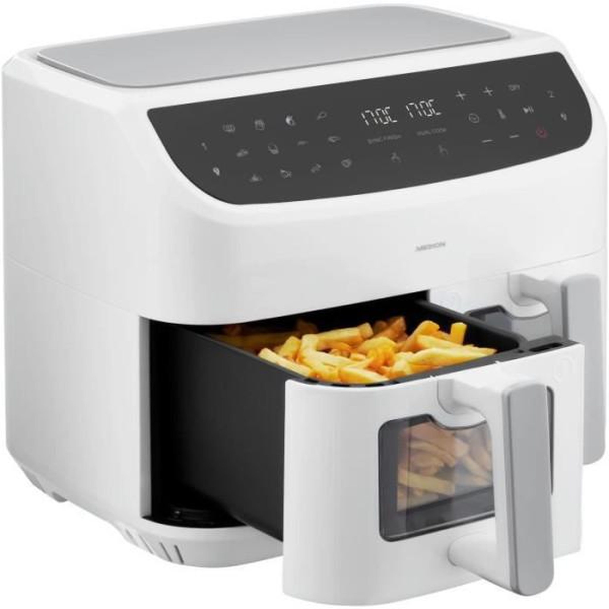 Voir la diapositive 4 : Medion Friteuse electrique  a air chaud - medion - p20 xxl twin - 2600 w - 2 paniers - 9 programmes - blanc
