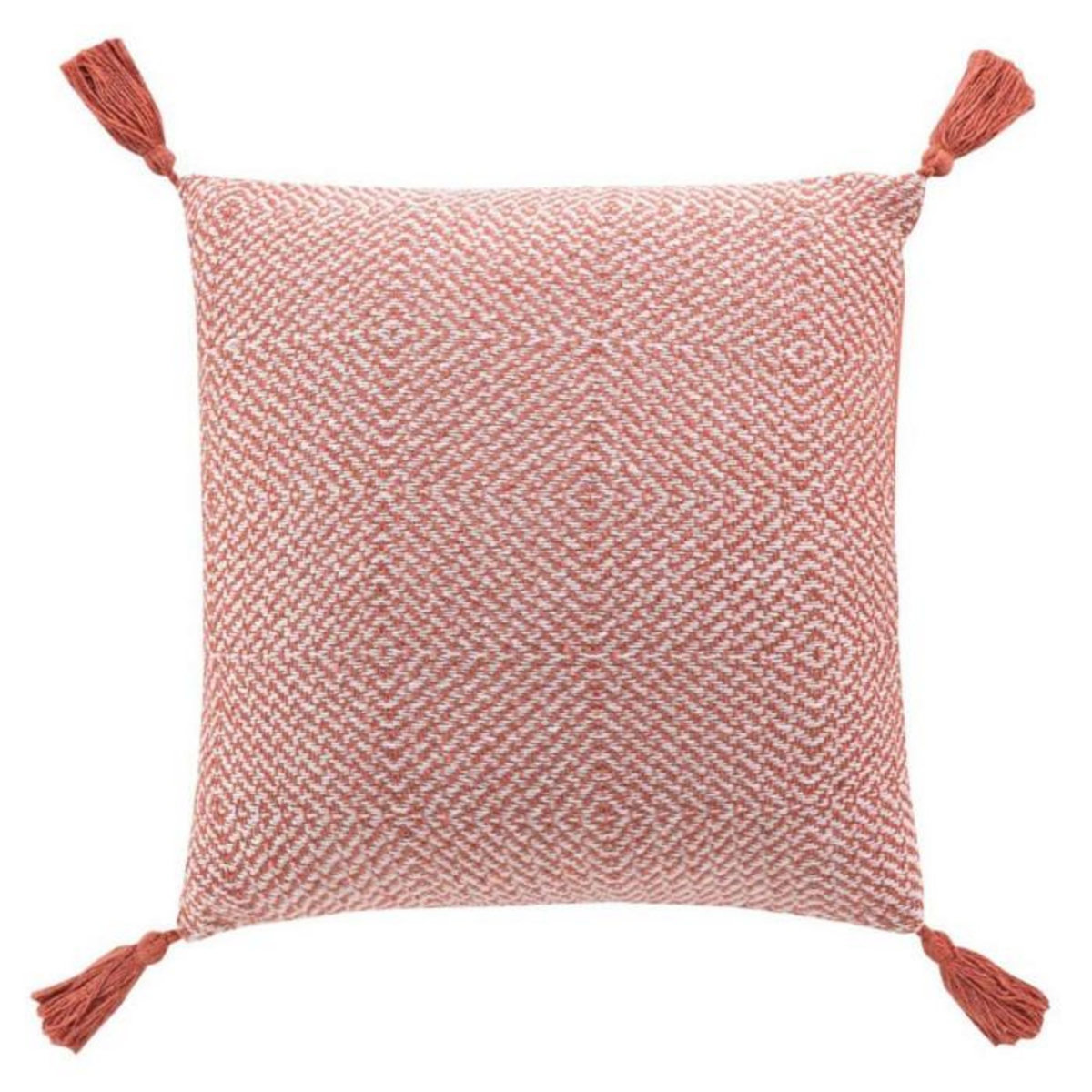 Paris Prix Coussin Tissé Pompons  Louisette  40x40cm Terracotta