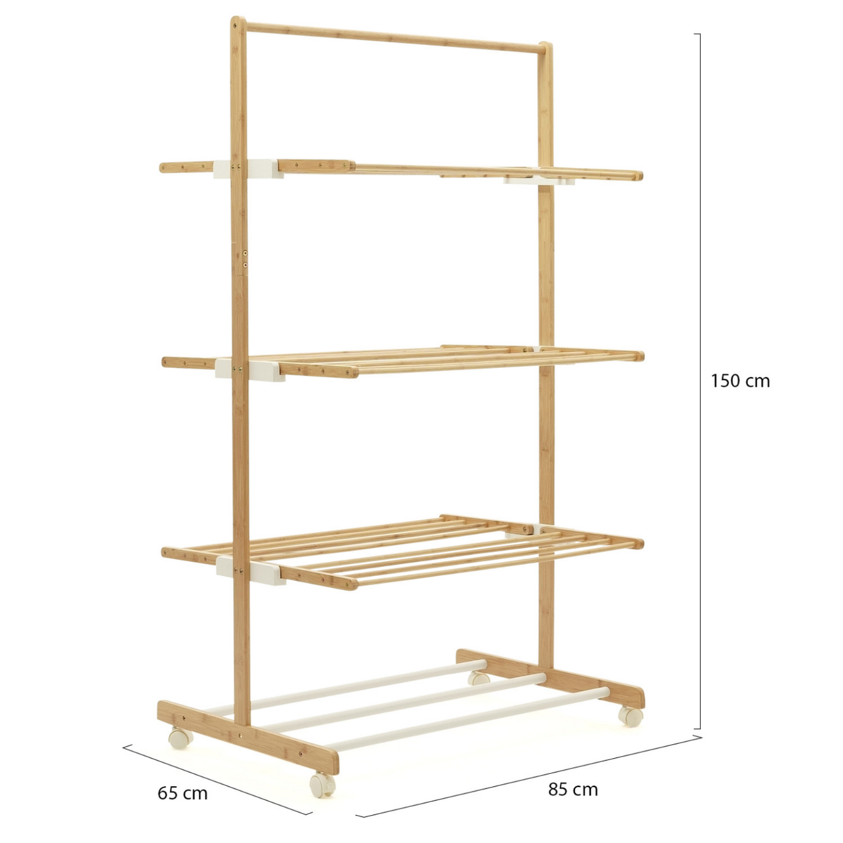 ID MARKET Séchoir à linge pliable 3 niveaux RITA capacité 22M en bambou