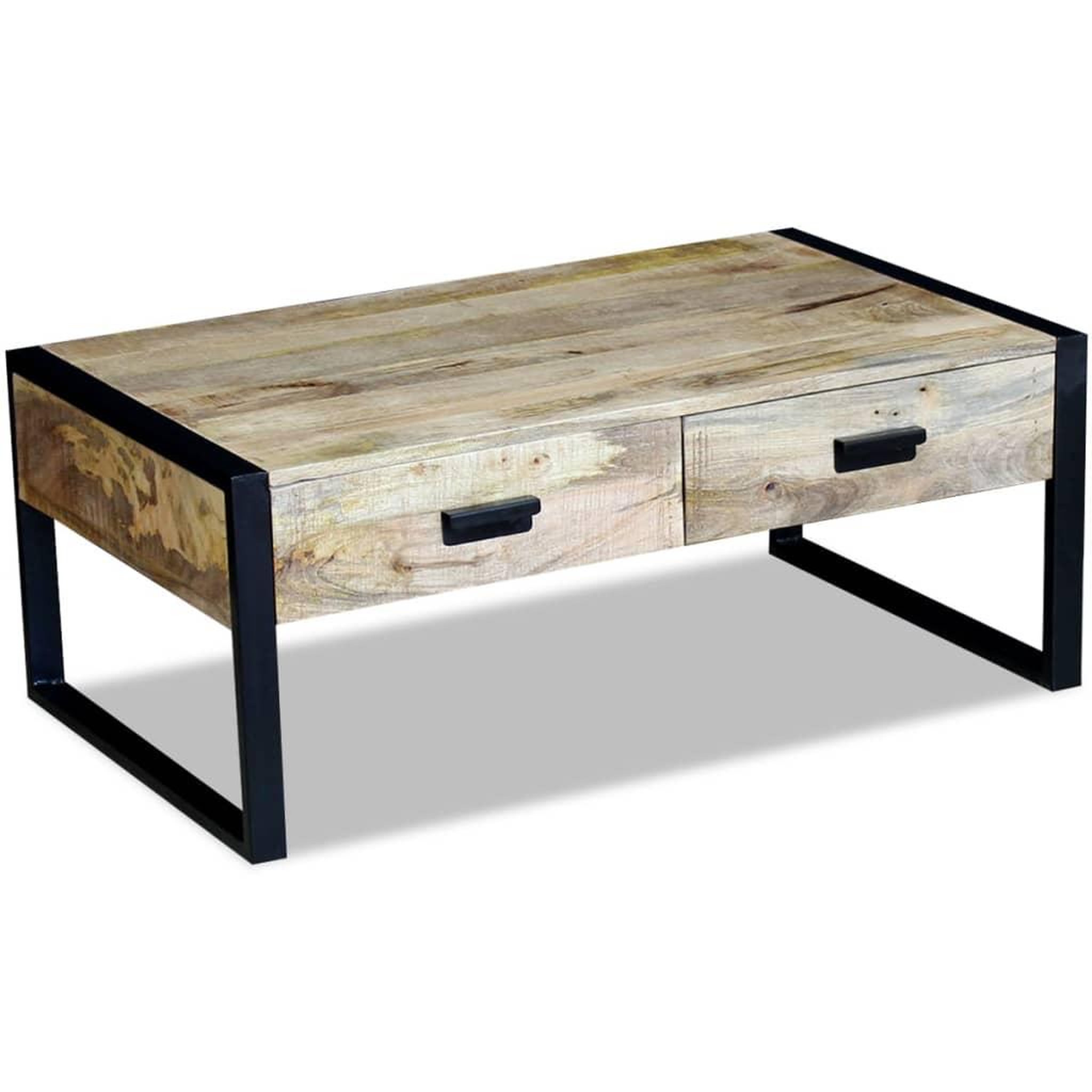 Voir la diapositive 5 : VIDAXL Table basse avec 2 tiroirs bois de manguier massif 100x60x40 cm