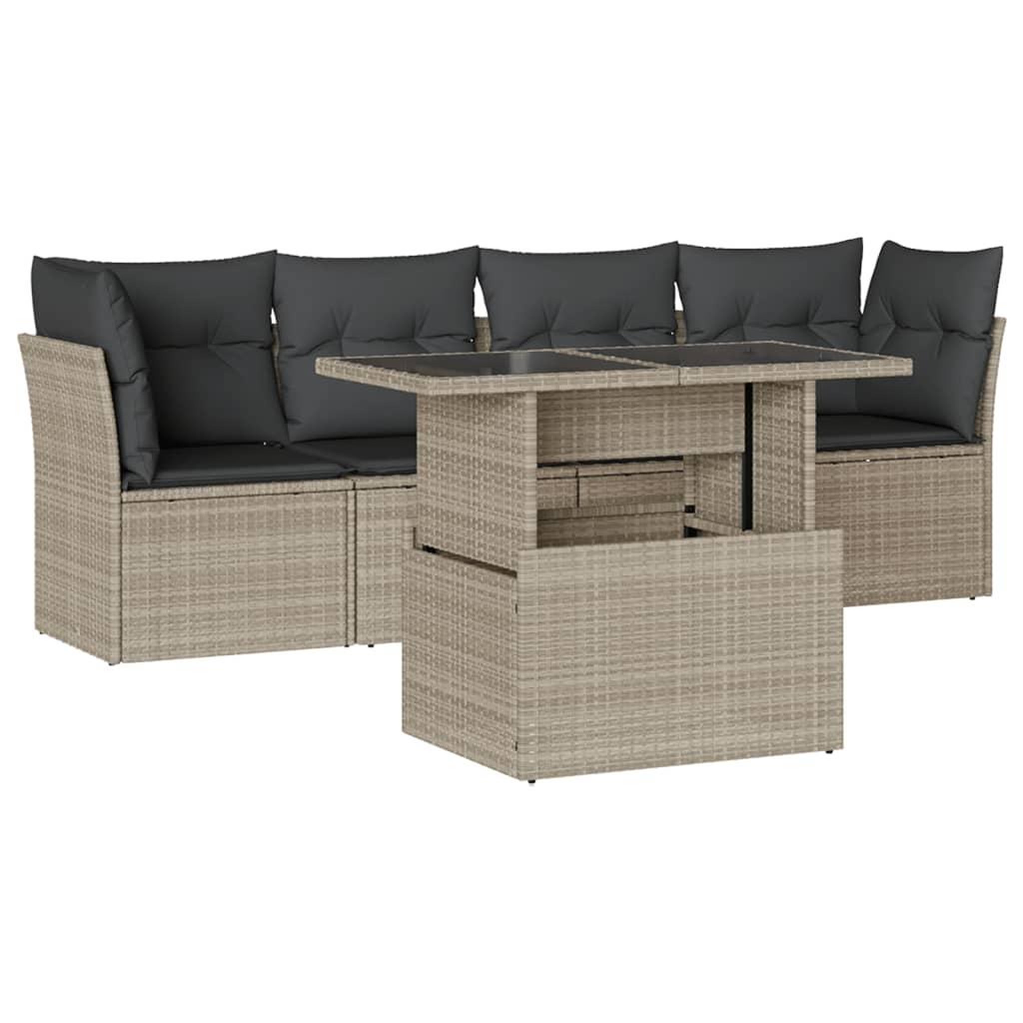 Voir la diapositive 2 : VIDAXL Salon de jardin 5 pcs avec coussins gris clair resine tressee