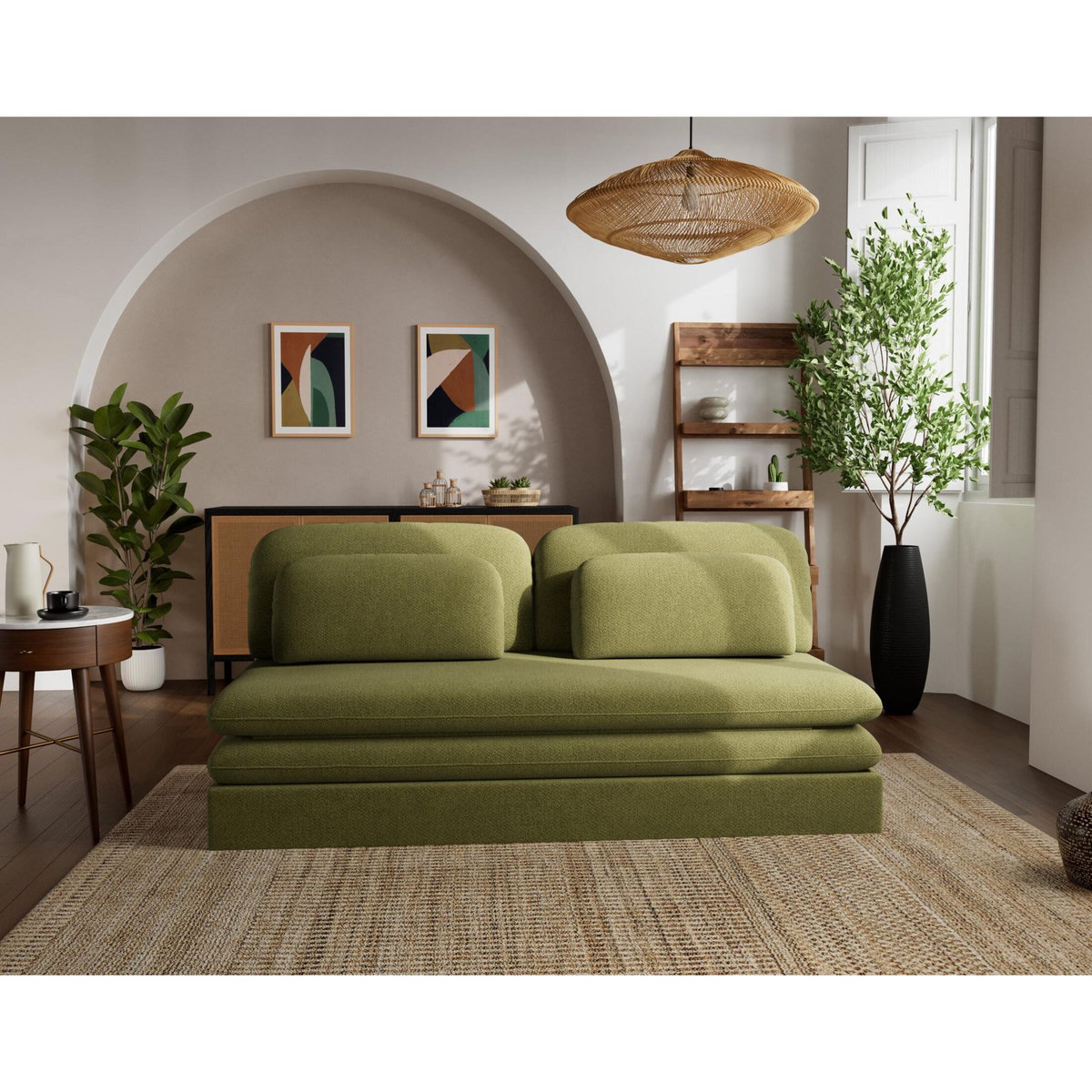 LISA DESIGN Ysal - canapé 3 places convertible déplimousse en velours texturé