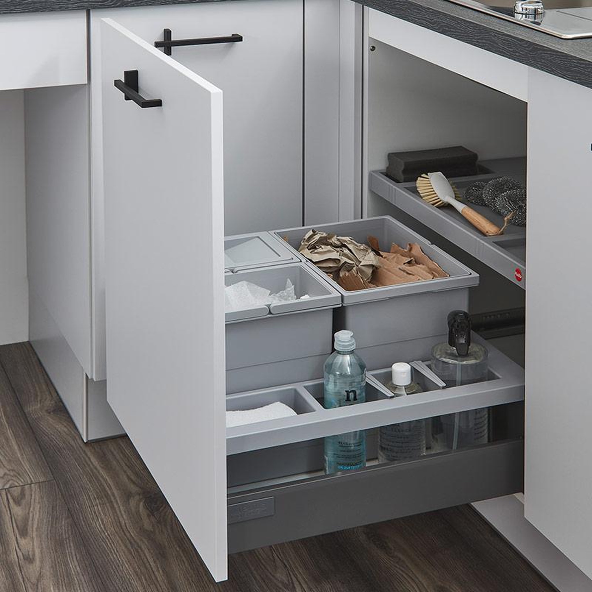 Voir la diapositive 4 : HAILO Poubelle de cuisine encastrable pour meuble coulissant 34l hailo separato k 500