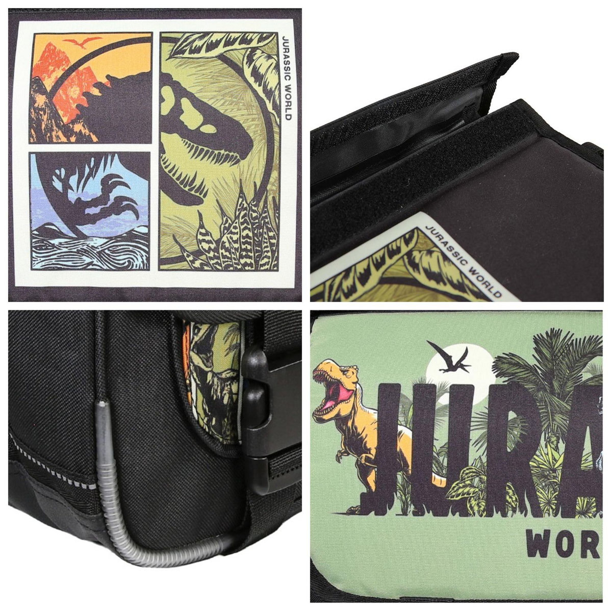 Bagtrotter Bagtrotter - Jurassic World - Cartable 38cm  -  Noir et Vert Kaki  - 2 Compartiments  - 1 Poche Sous Rabat - 1 Poche Bouteille - Bretelles Matelassés - Fond Renforcé - Dos Matelassé -  Rabat Réversible - 38x13x34cm - Matière Polyester - Cartable Scol