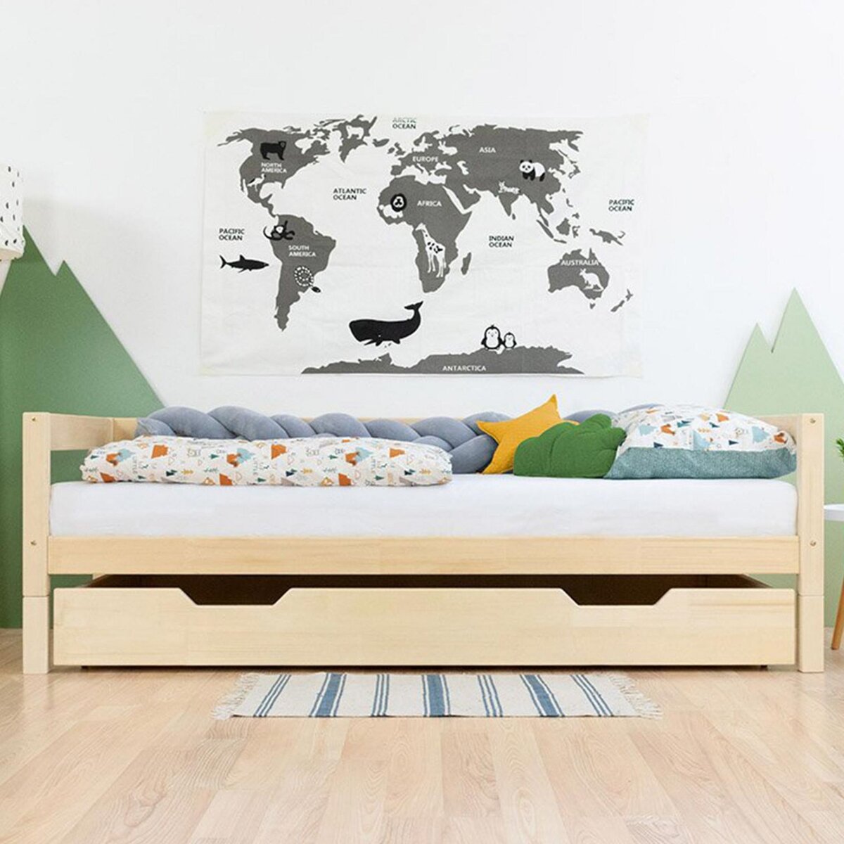 Youdoit Tiroir lit à roulettes - couleur bois naturel pour lit 120 x 200 cm