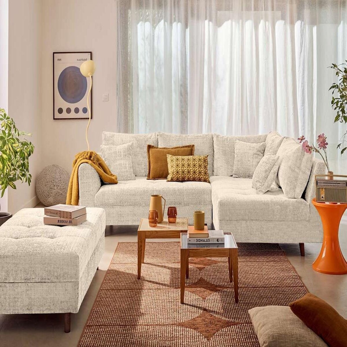 LISA DESIGN Rune - canapé d'angle droit 4 places en velours texturé