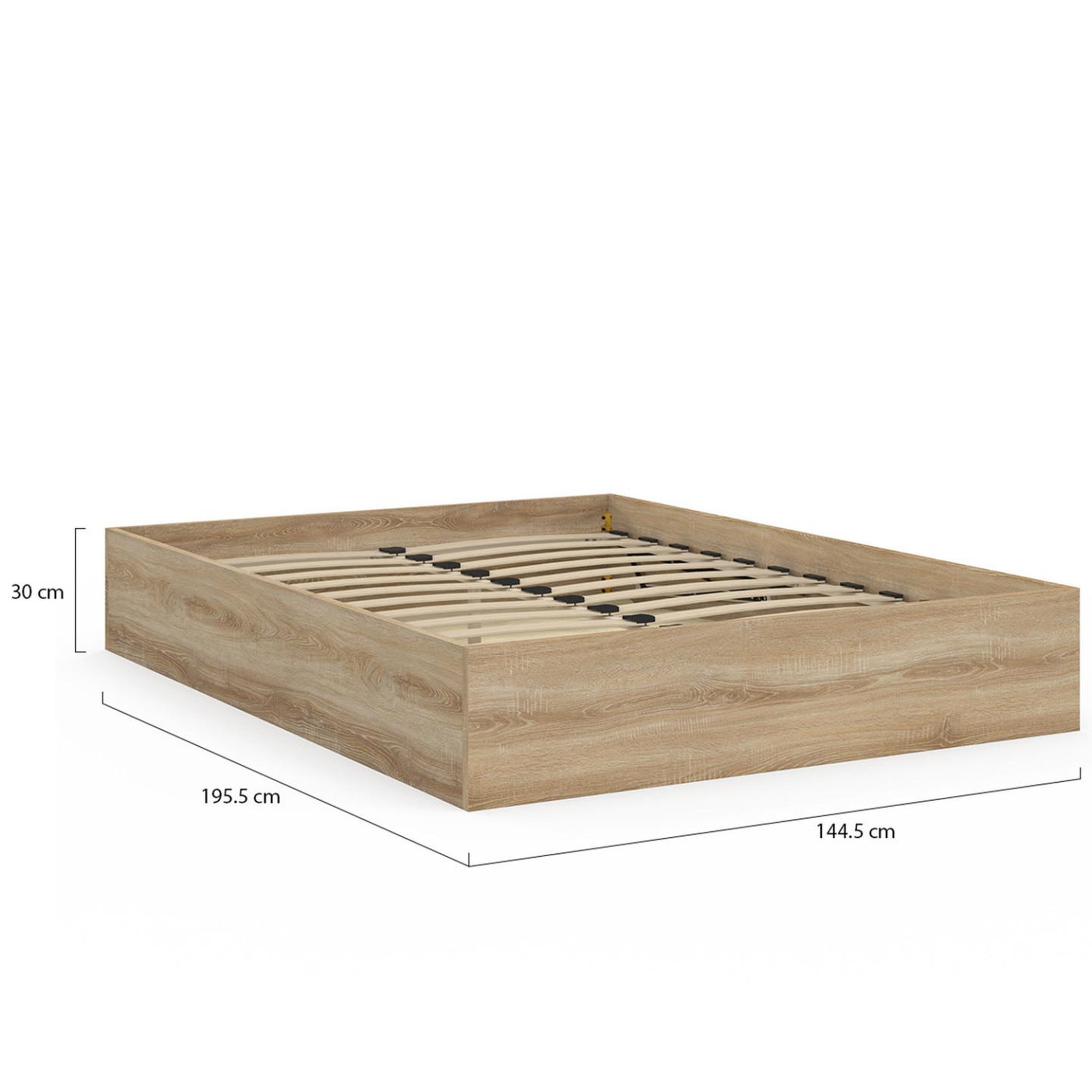 Voir la diapositive 4 : ID MARKET Lit coffre double sandside avec sommier 140 x 190 cm hêtre