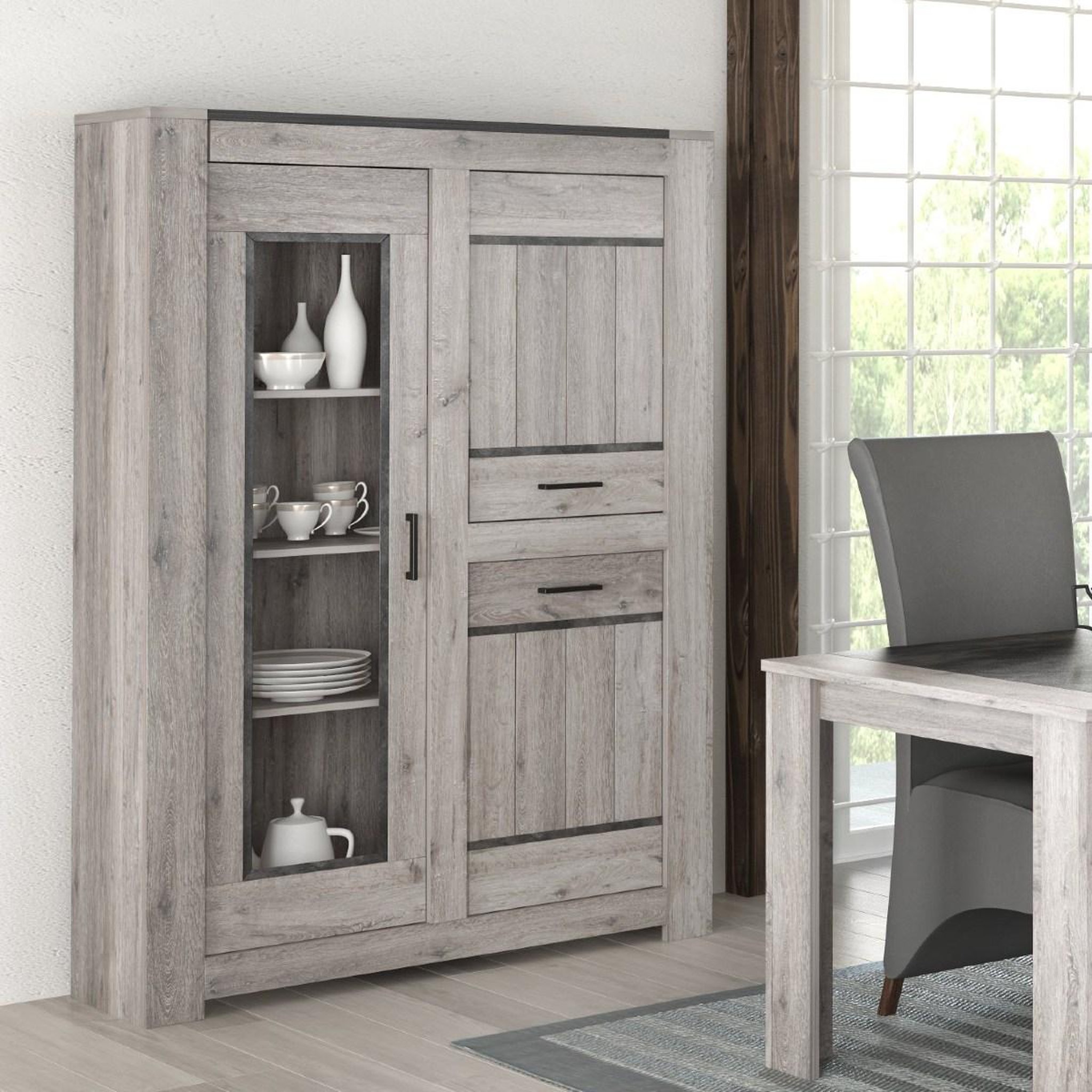 Voir la diapositive 3 : JLC KREATION Argentier-bar moderne chêne gris MAYA