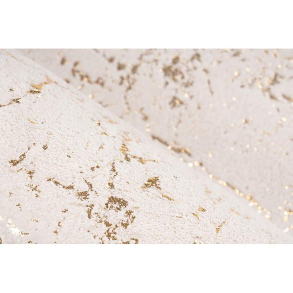 Paris Prix Tapis Géométrique à Poils Longs  Bijou  Crème & Or