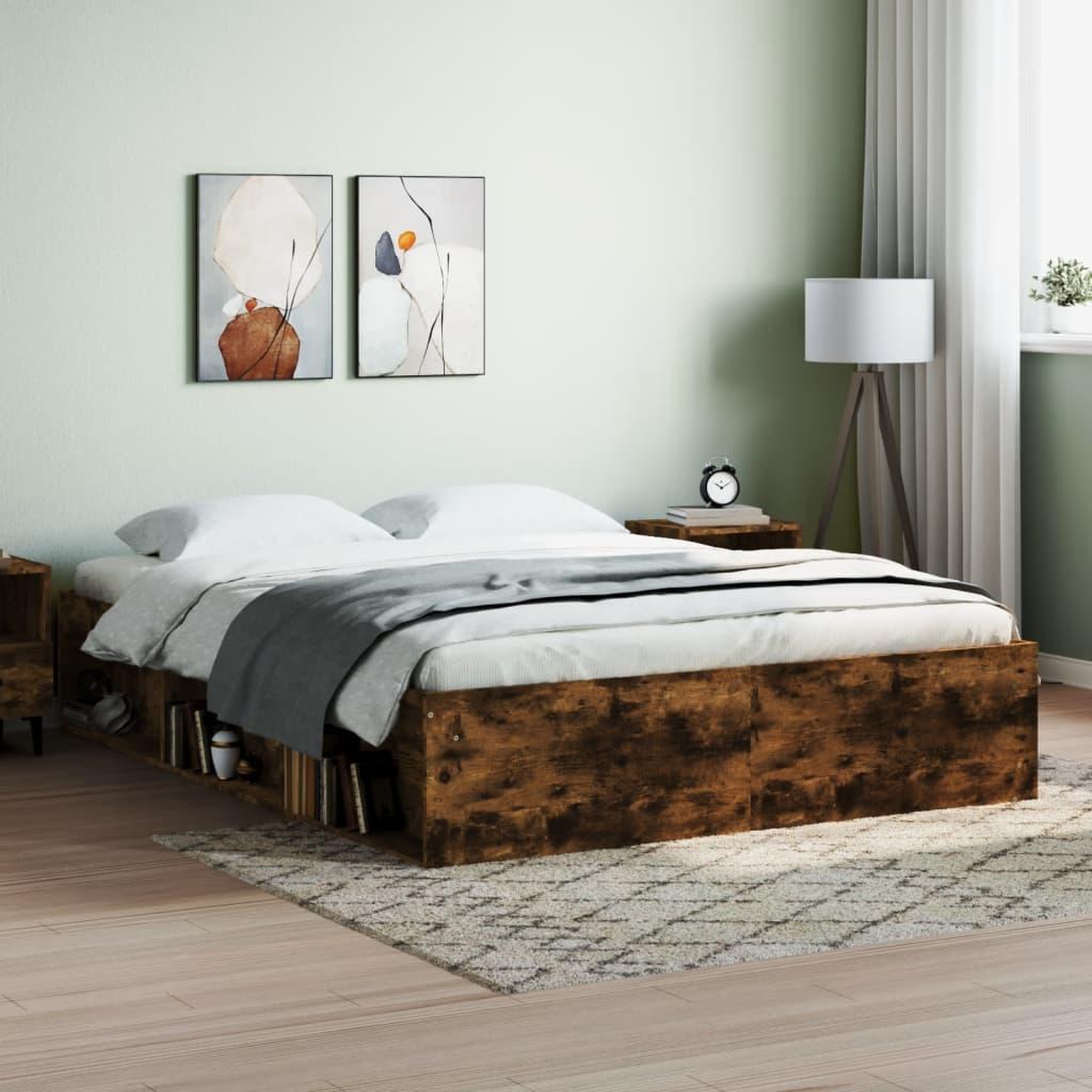 VIDAXL Cadre de lit sans matelas chene fume 140x200 cm