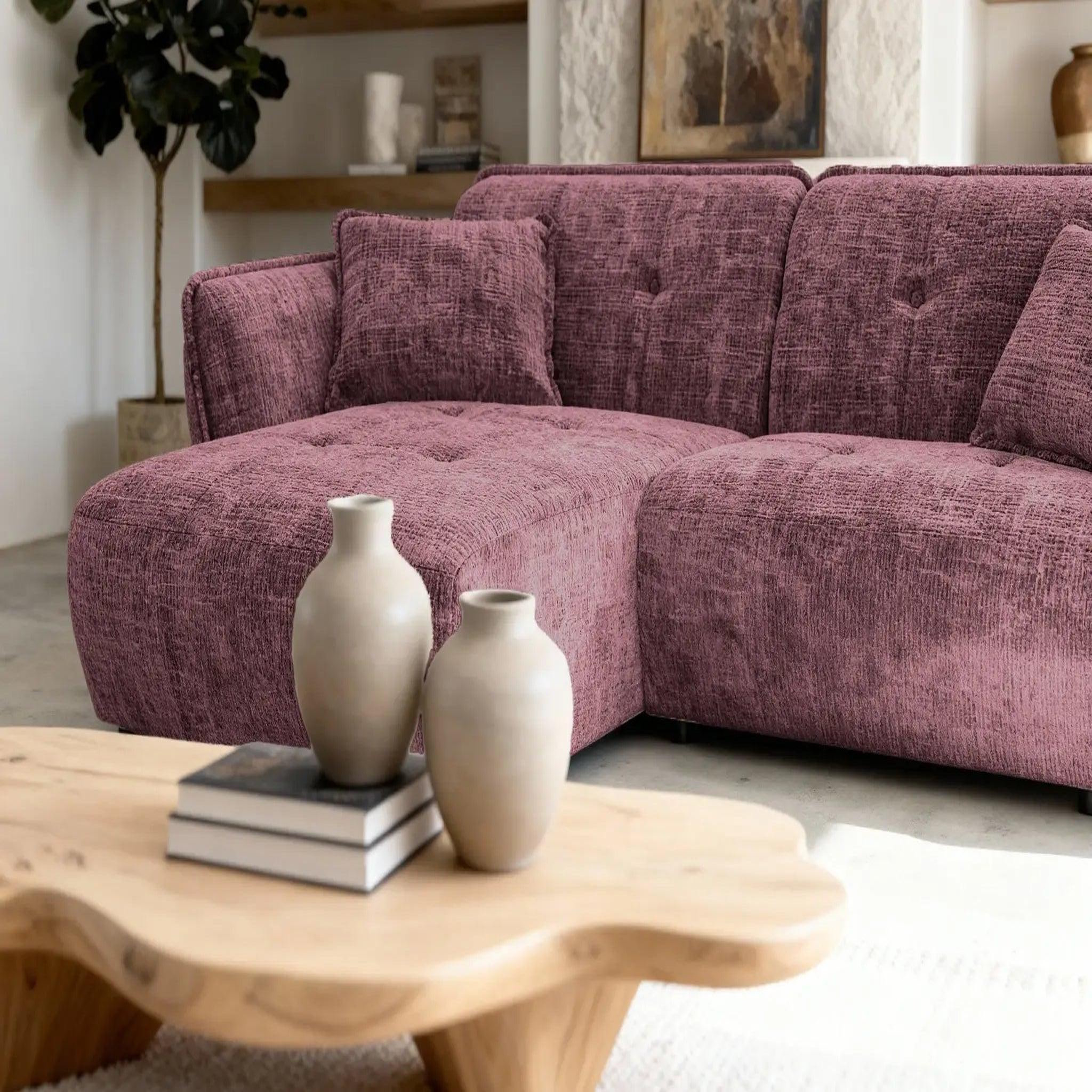 Voir la diapositive 4 : CASANOVA PARIS Mona - canapé d'angle tissu chenille 4 places droit