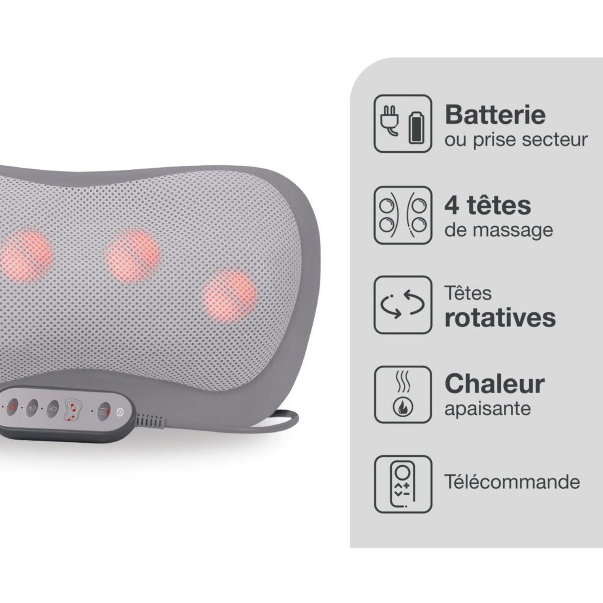Voir la diapositive 2 : ESSENTIEL B Coussin massant chauffant rechargeable eden