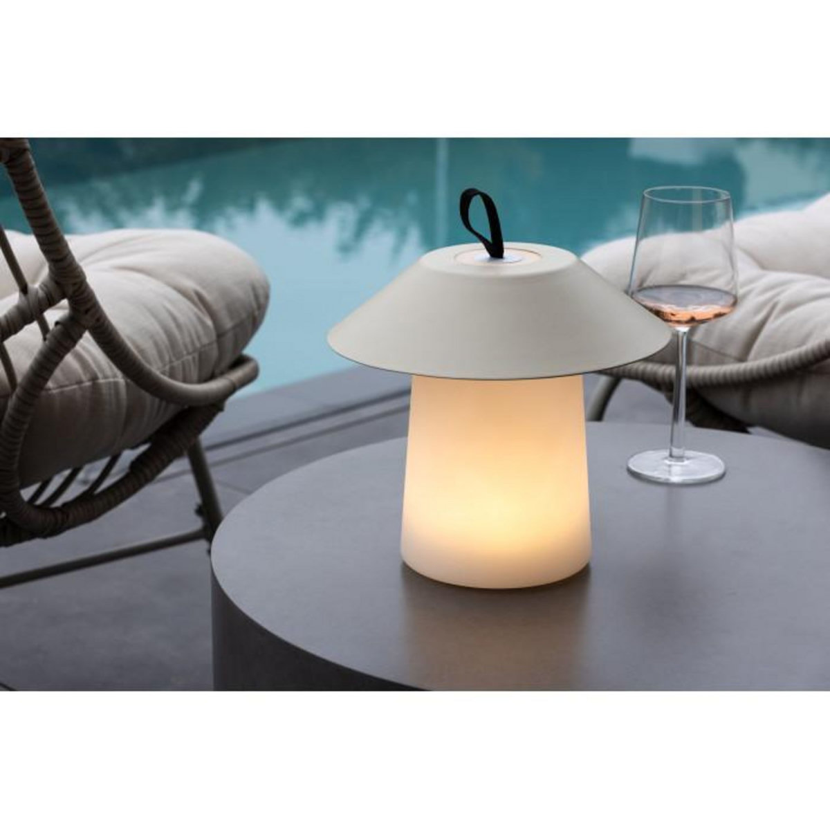 Paris Prix Lampe à Poser d'Extérieur LED  Rubu  26cm Beige