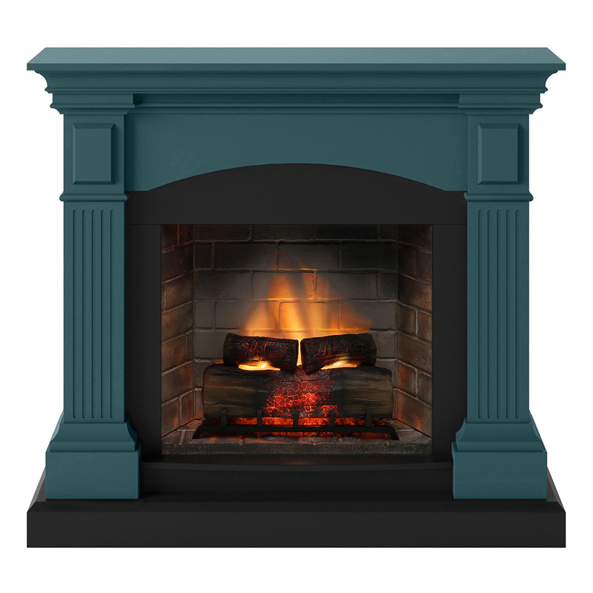 CENTRALE BRICO Cheminée électrique connectée 1400W - MAGNA Powerflame 2 - effets flammes 3D et crépitement - Turquoise