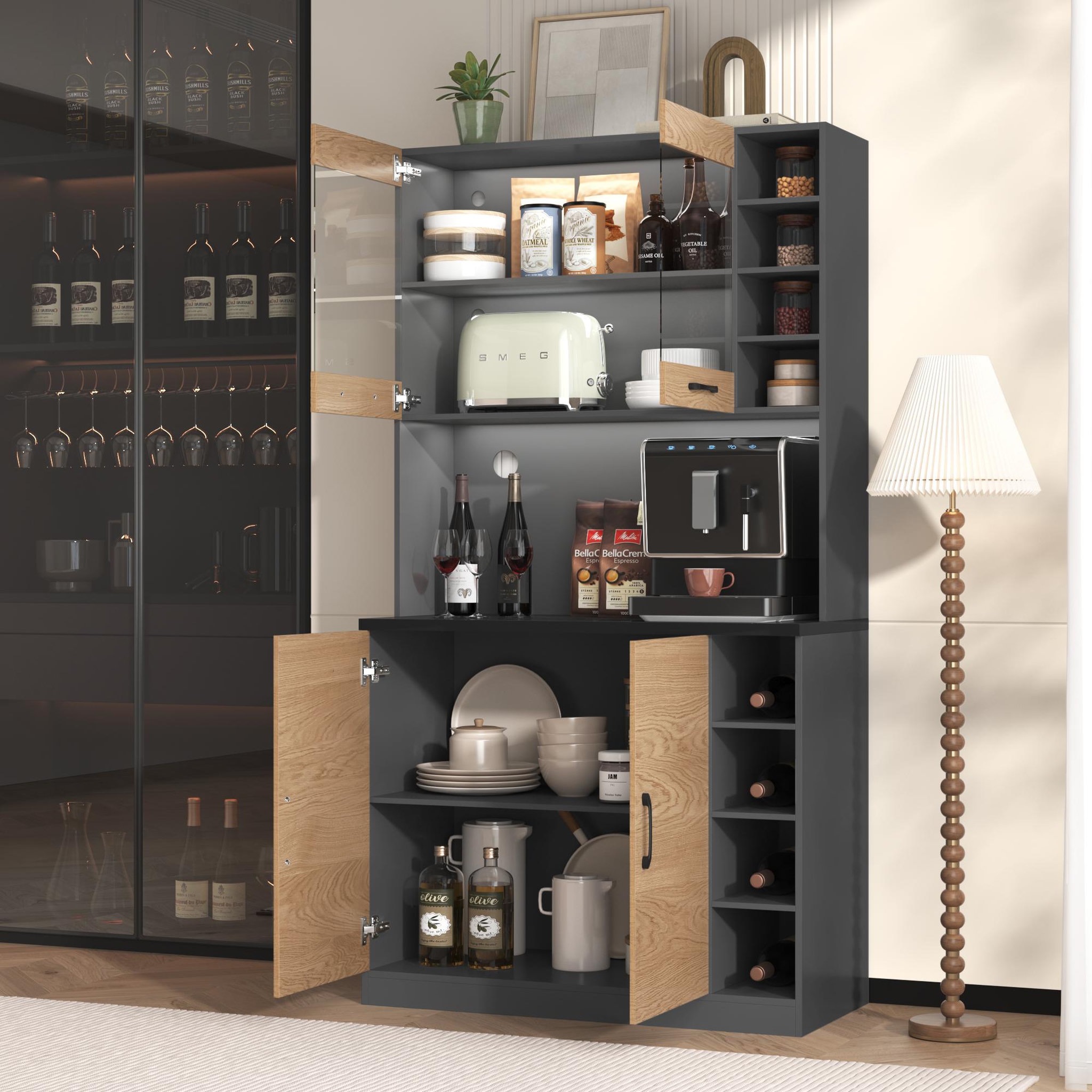 Voir la diapositive 5 : MERAX Buffet de cuisine 4 portes 0 tiroirs