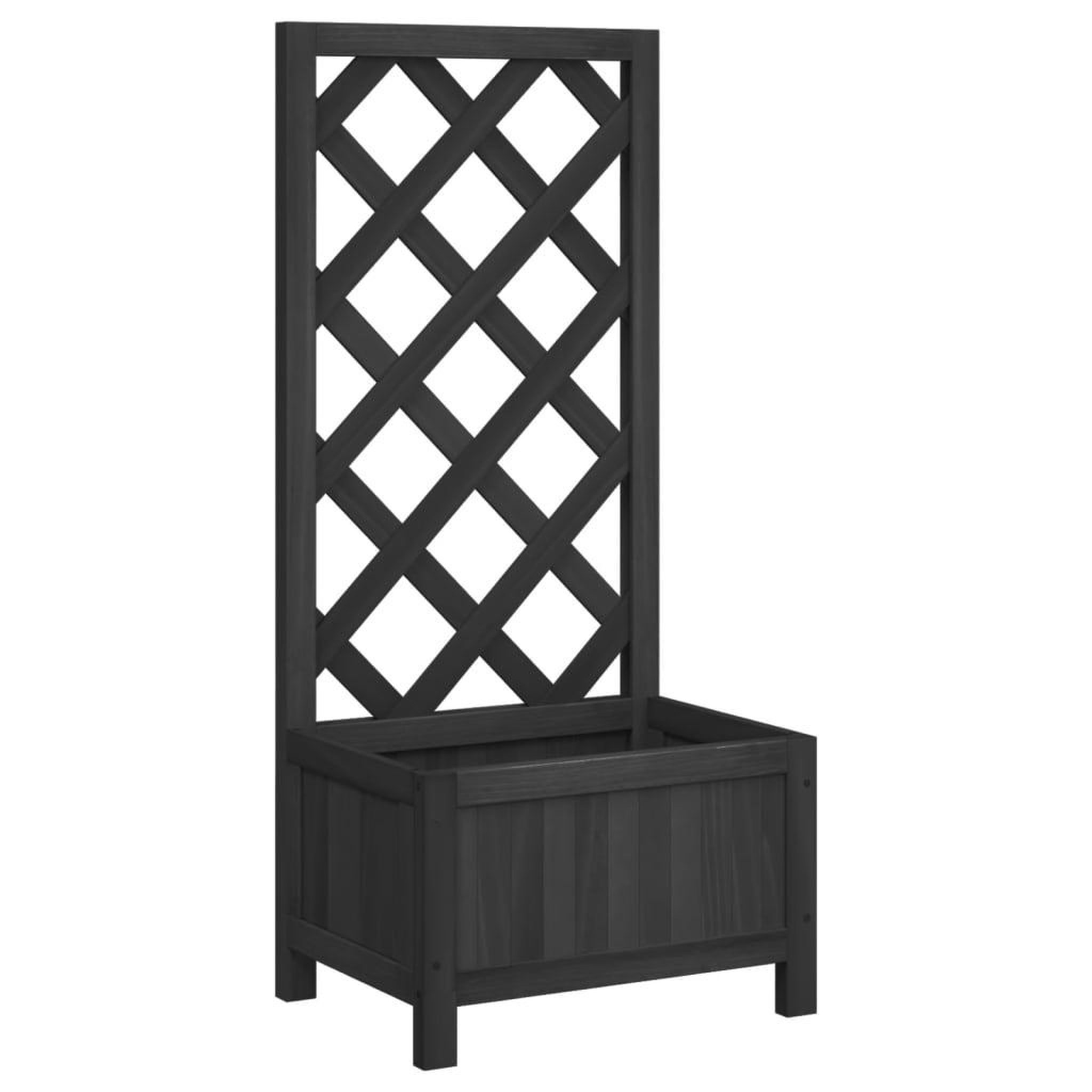 Voir la diapositive 2 : VIDAXL Jardiniere avec treillis noir bois massif de sapin
